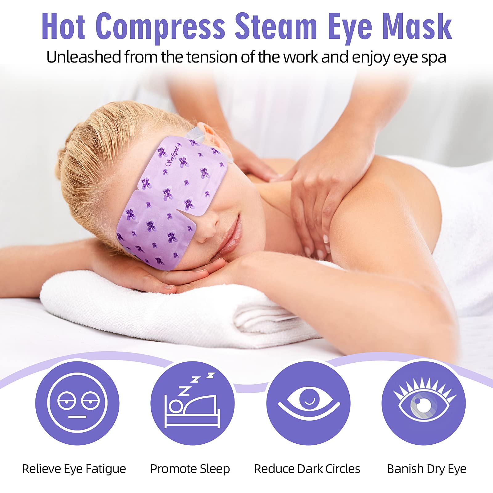 Serfeymi 22 Packs Steam Eye Mask Self-Heating Warm Eye Mask, Disposable Eye SPA Heated Eye Mask for Sleeping, Relieve Eye Fatigu