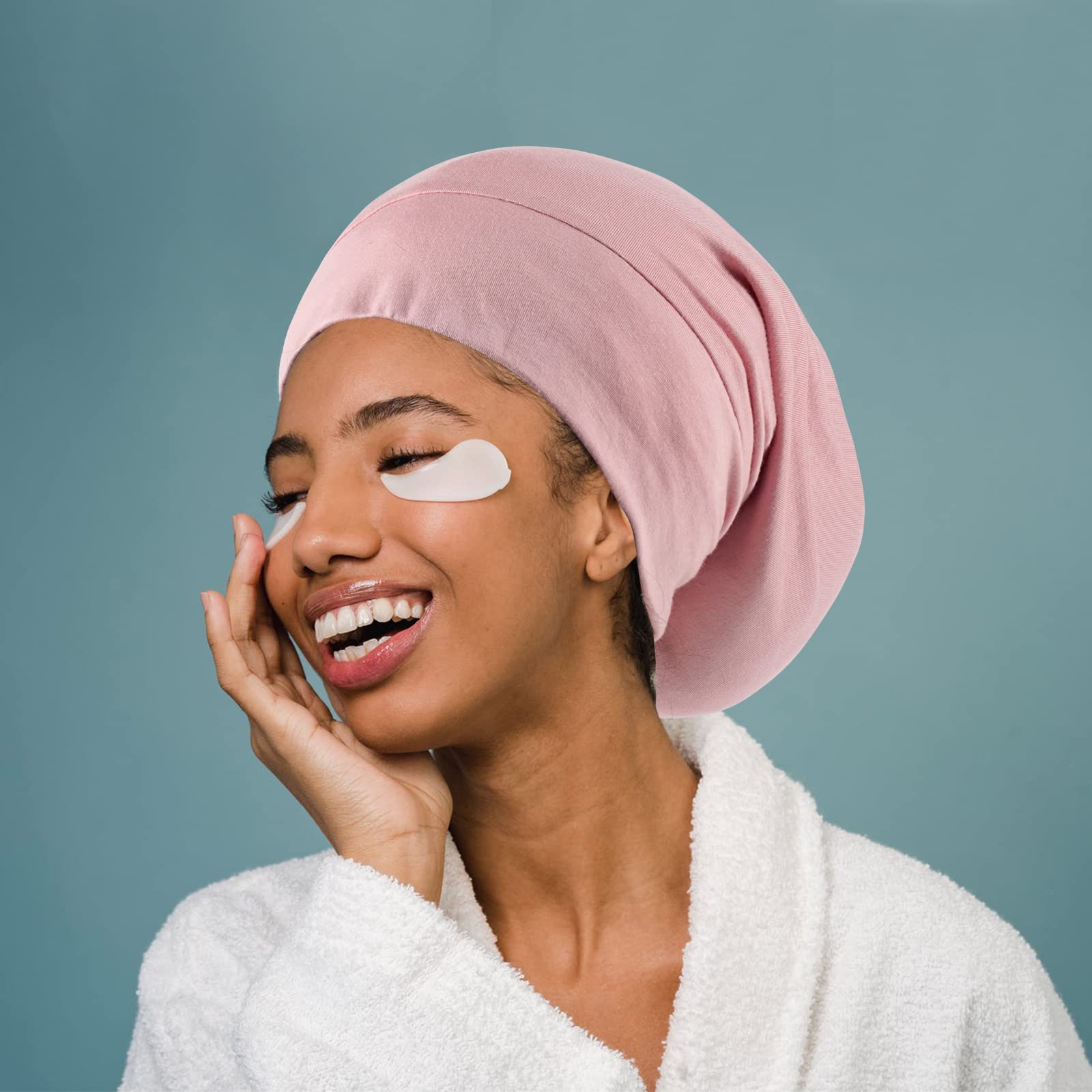 OLESILK 100% Mulberry Silk Bonnet for Sleeping, Medium Size, Pink Sleep Cap