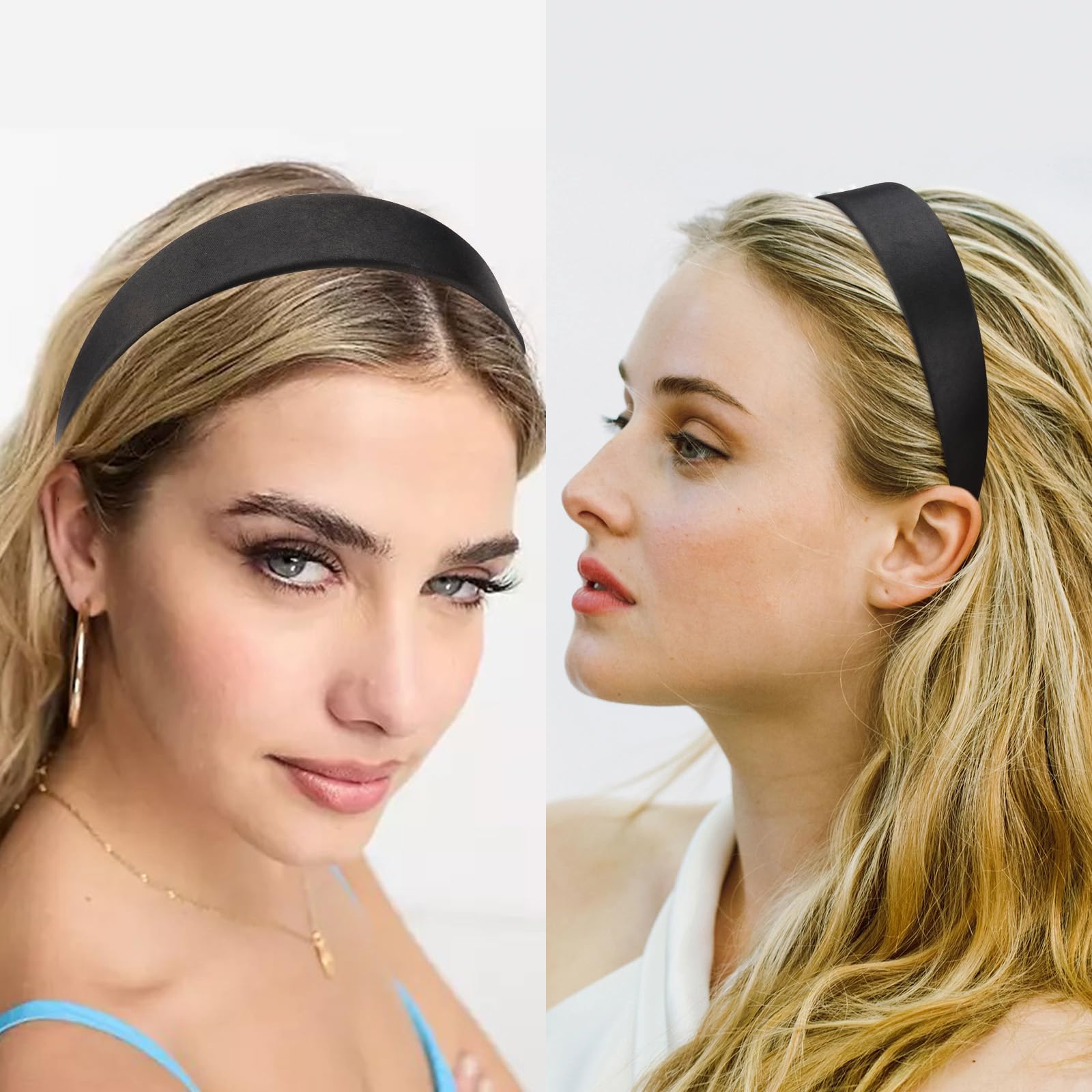 VELSCRUN Satin Headband for Women, 1.6 Inch Wide Solid Color Hair Band, Holiday Cosplay Halloween Hair Accessory, Gift for Mothe