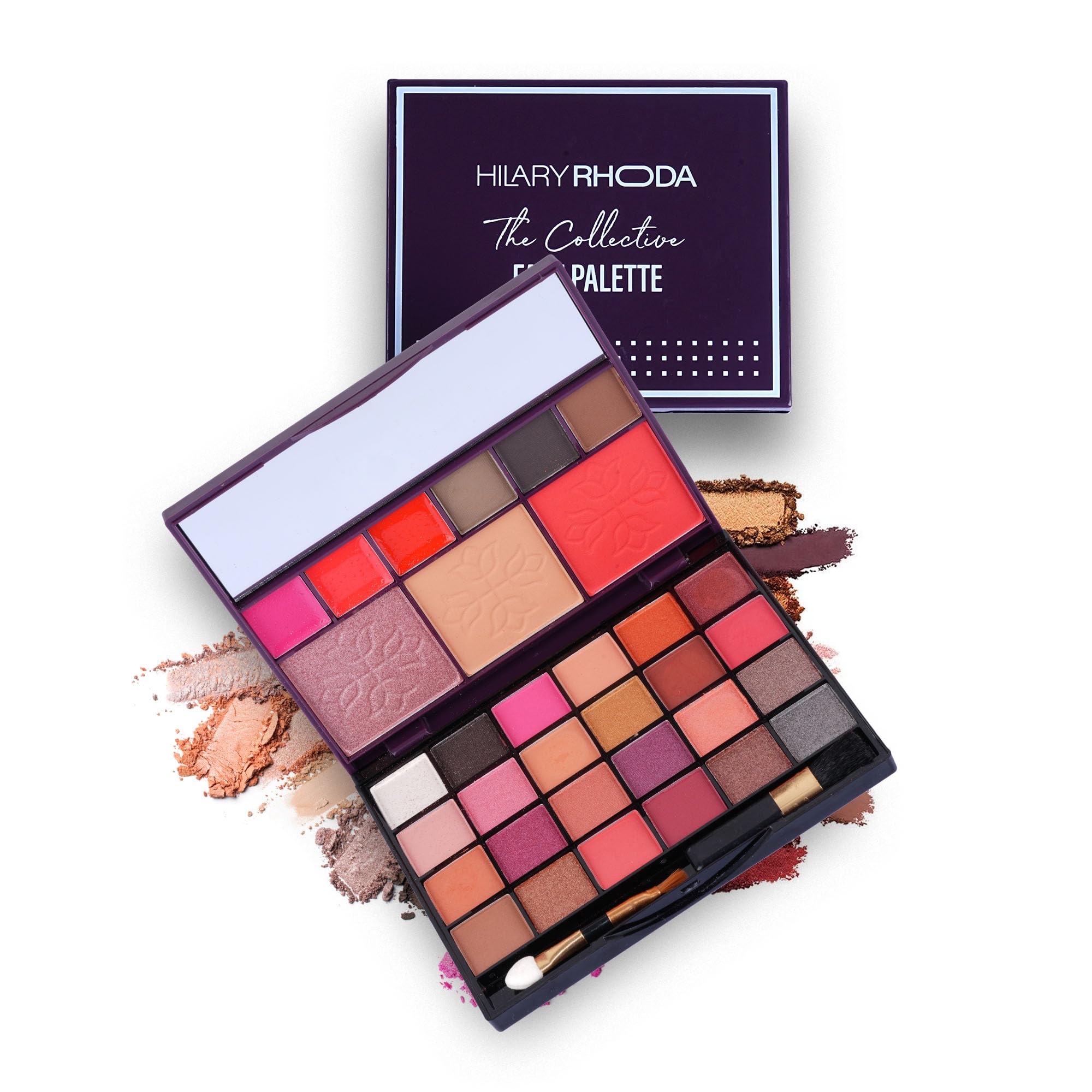 Hilary Rhoda The Collective Face Palette,3 Cream Lip Glosses,3 Eyebrow Colours,Highlighter,Contour & Blush,24 Eyeshadow,Highly P