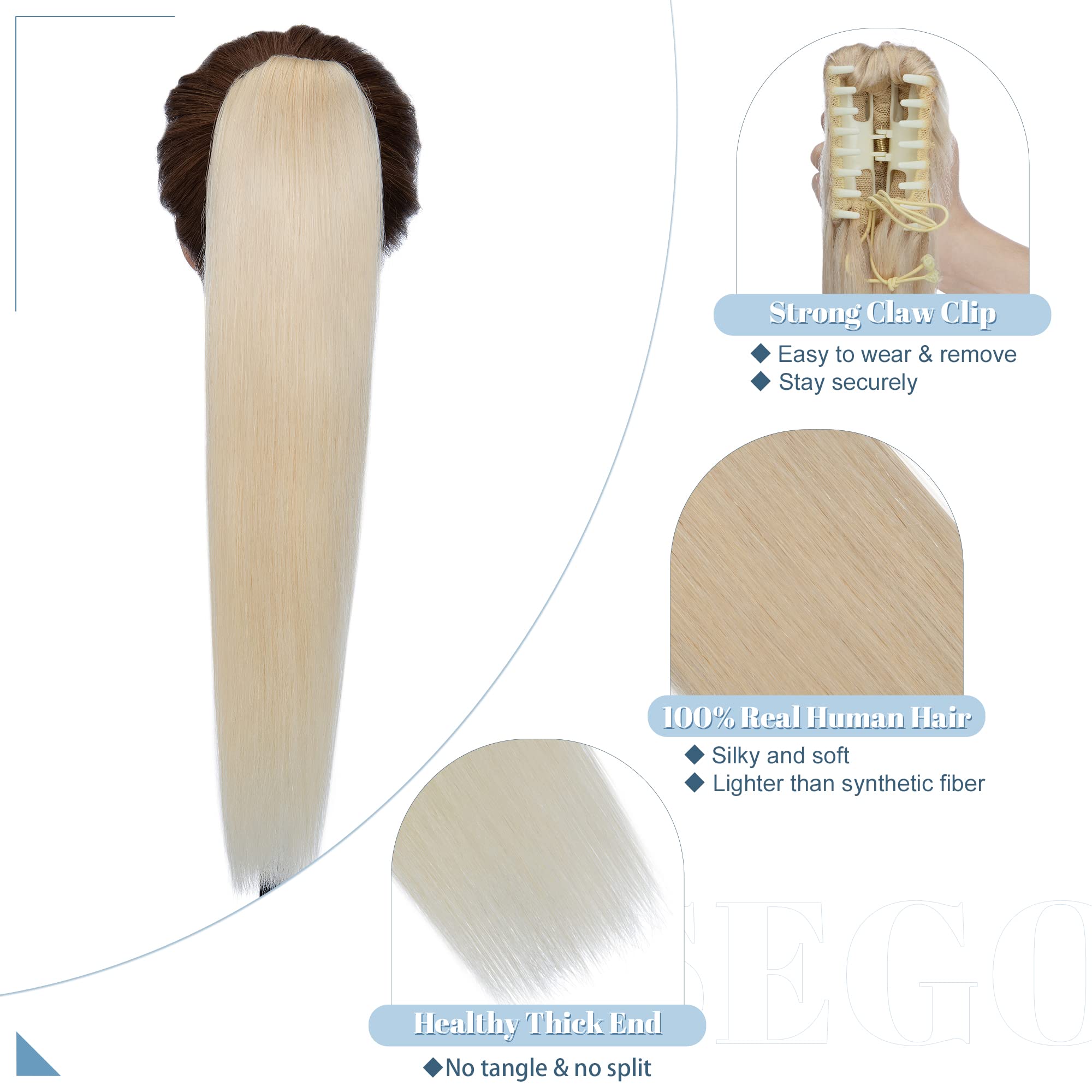 SEGO Claw Clip Ponytail Extension Human Hair 14 105g Clip in Ponytail Hair Extensions Real Human Hair Pony Tails Hair Extensions