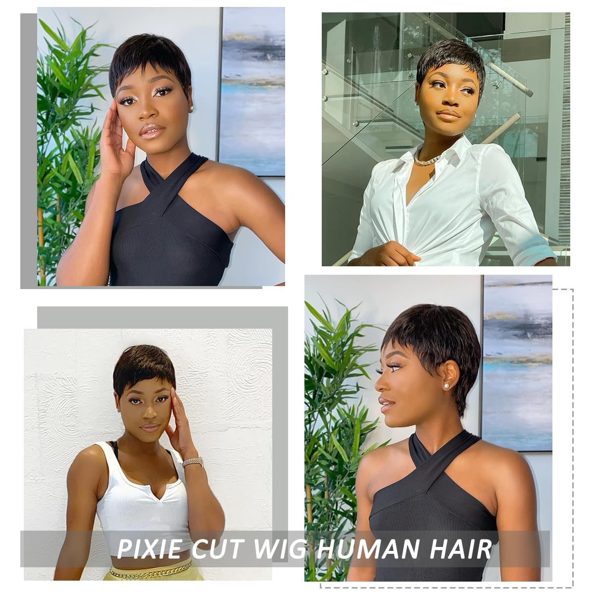 Misney Pixie Cut Wig Human Hair Short Pixie Cut Wigs For Black Women Human Hair Glueless Pixie Wig Layered None Lace Front Wig W