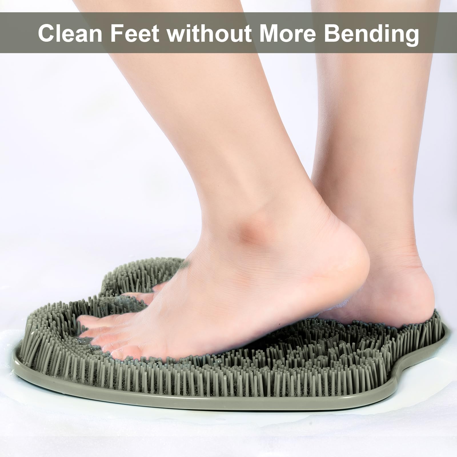 Beskar Shower Foot Scrubber Mat With Non-Slip Suction Cups, Foot Spa Brush For Cleaning & Exfoliating Your Feet No Bend, Foot Po