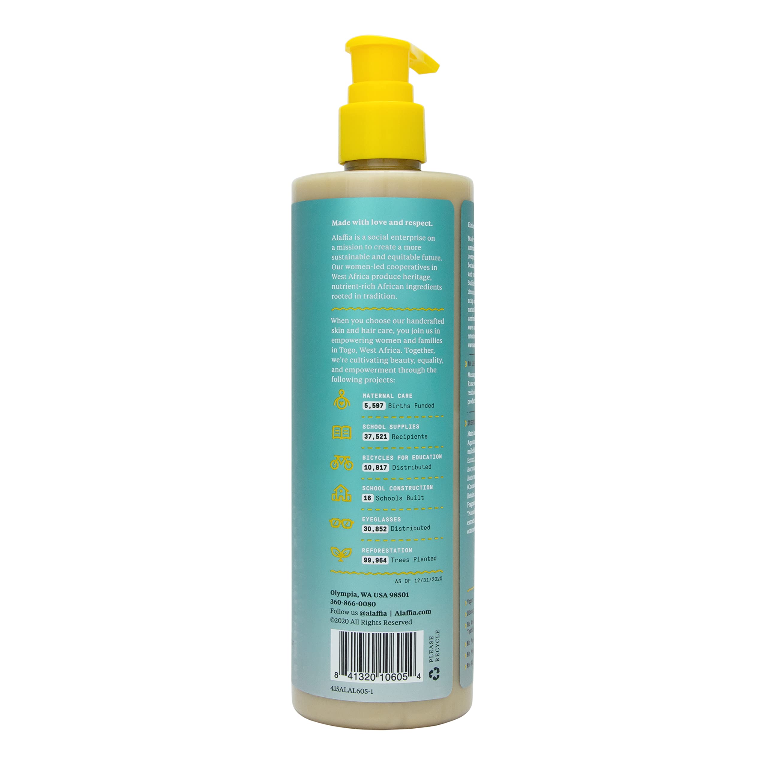 Alaffia Beautiful Curls Curl Enhancing Cream Shampoo, Kinky Curly Hair Products, Natural Shampoo, No Sulfates with Shea Butter,