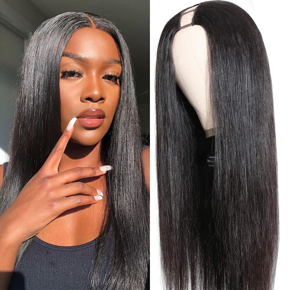 Sooolavely 200% Density U Part Human Hair Wigs for Black Women Beginner Friendly Unprocessed Brazilian Virgin Glueless Human Hai