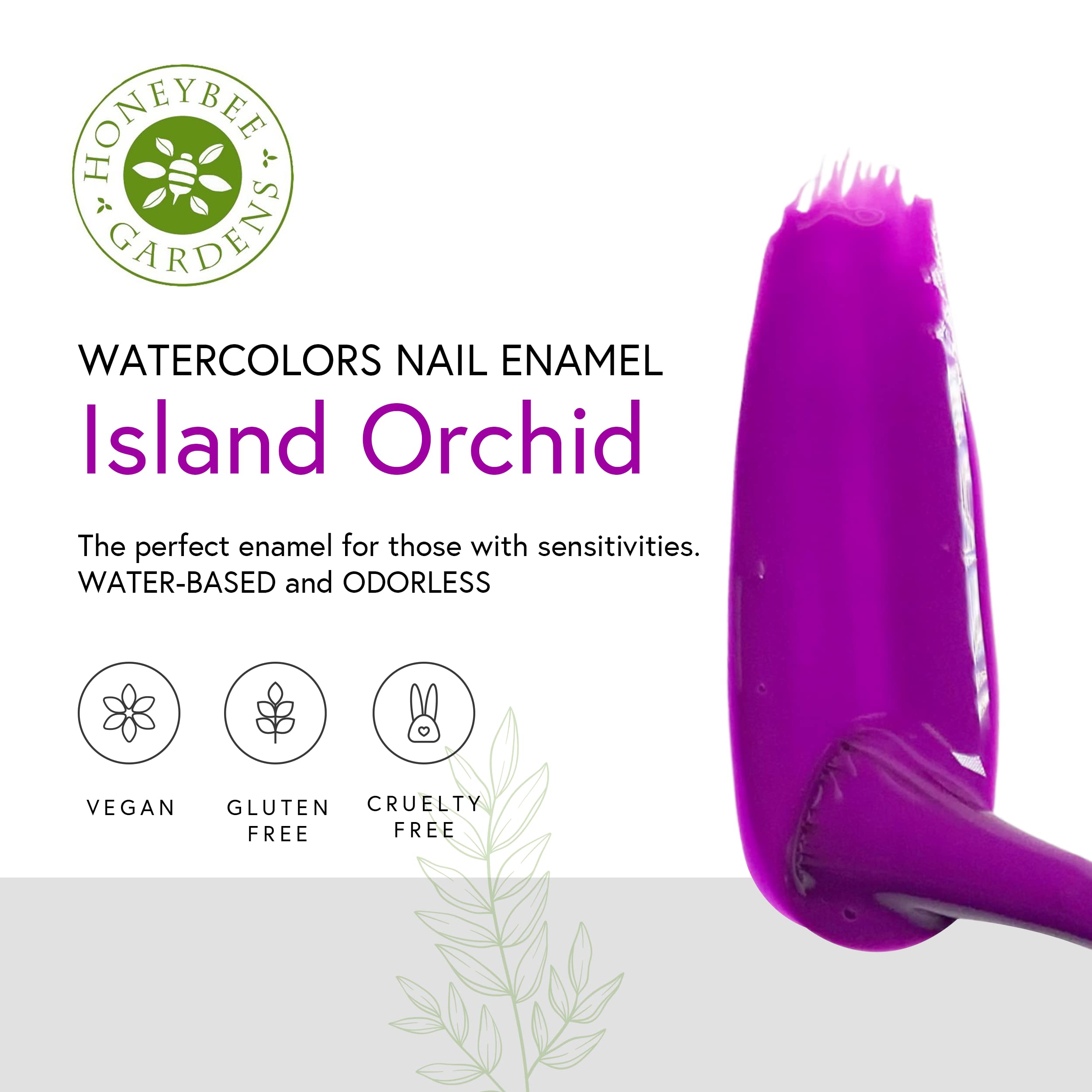 Honeybee Gardens Water-Based Nail Enamel, Island Orchid, Matte Vibrant Purple With Red Undertones, Eco-Friendly, Odorless & Vibr