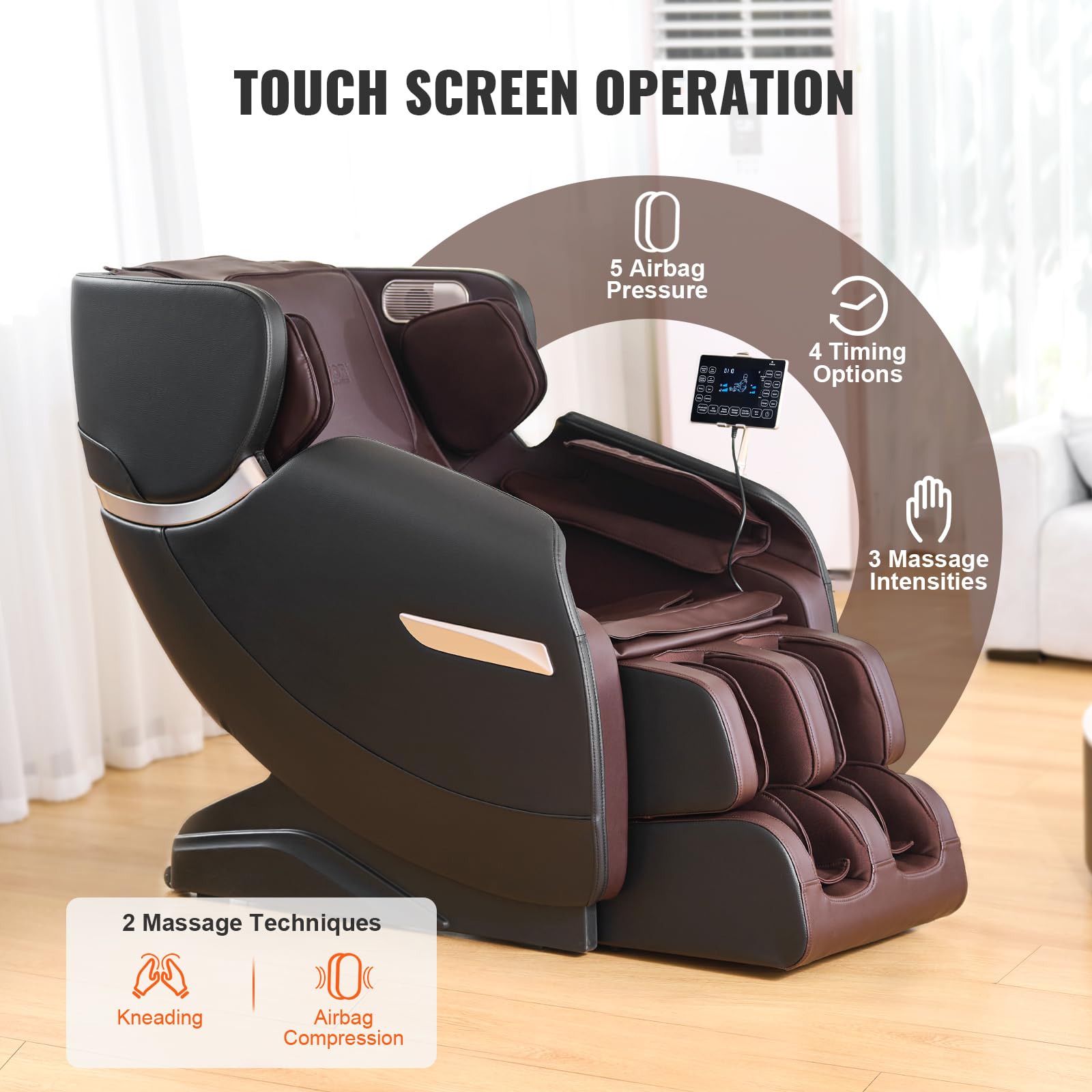 VEVOR Massage Chair - Full Body Zero Gravity Recliner with Multi Auto Modes, 4D Shiatsu, Heating, Bluetooth Speaker, Airbag, Foo