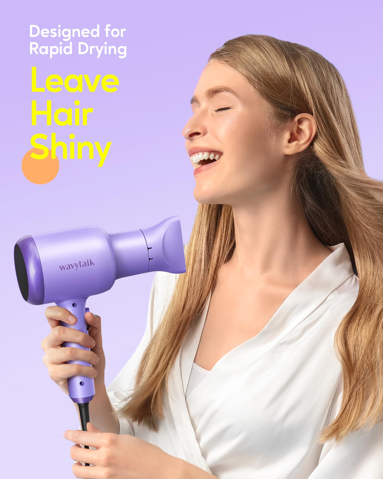 Wavytalk Ionic Blow Dryer With Diffuser - Professional 1875W Hair Dryer For Women, Constant Temperature, Comb For Fasting Drying