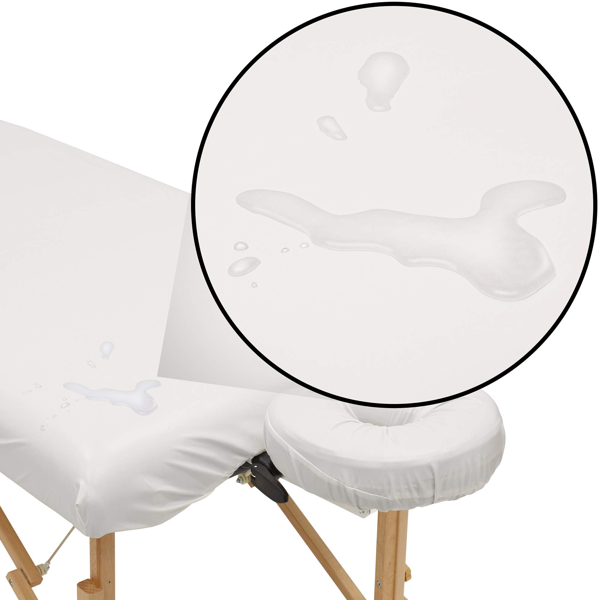 Saloniture 2-Piece Waterproof Massage Table Sheet Set - Includes Machine Washable Fitted Sheet And Face Cradle Cover - Natural