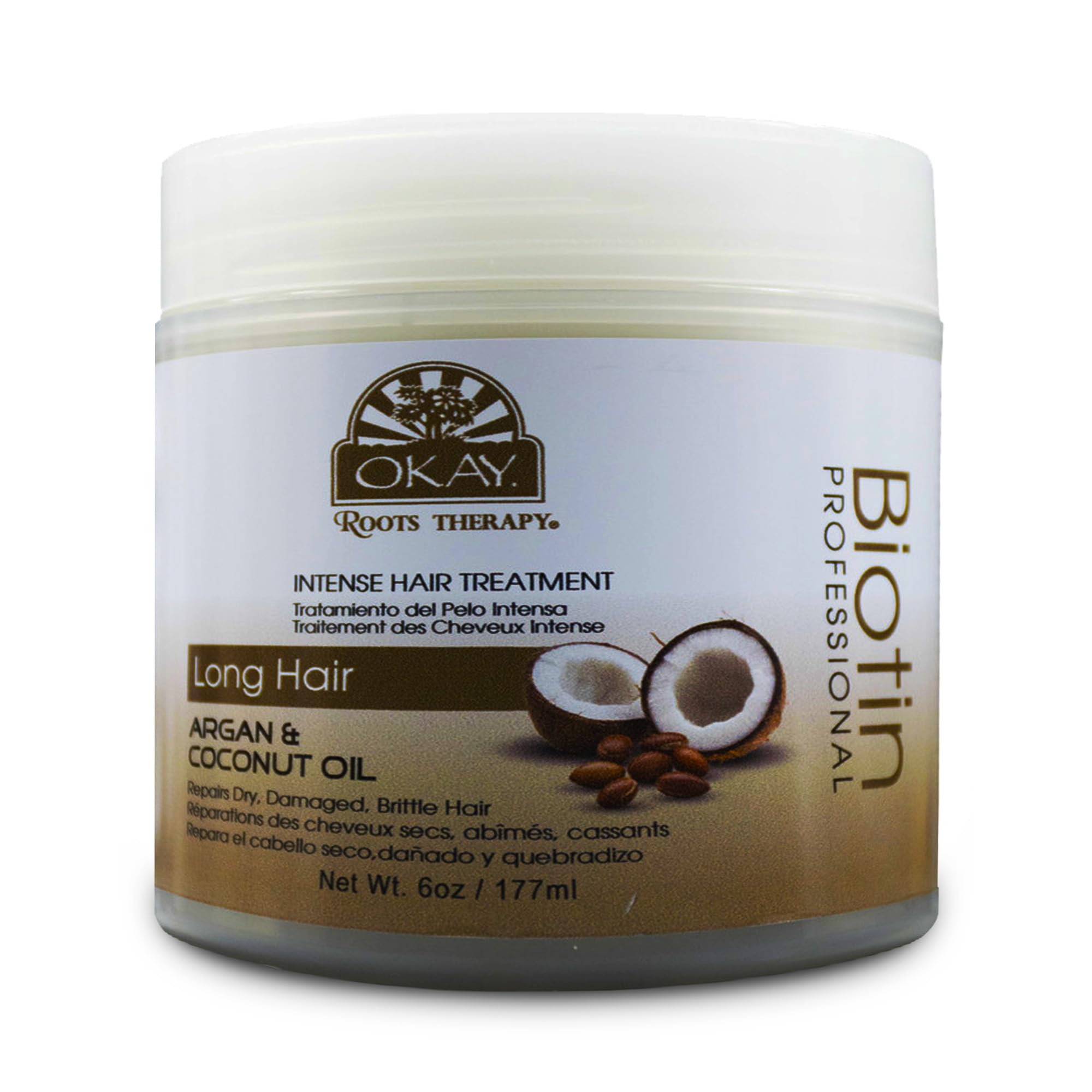 Okay Roots Therapy Biotin Argan Coconut Professional Intense hair Treatment, 6 Ounce