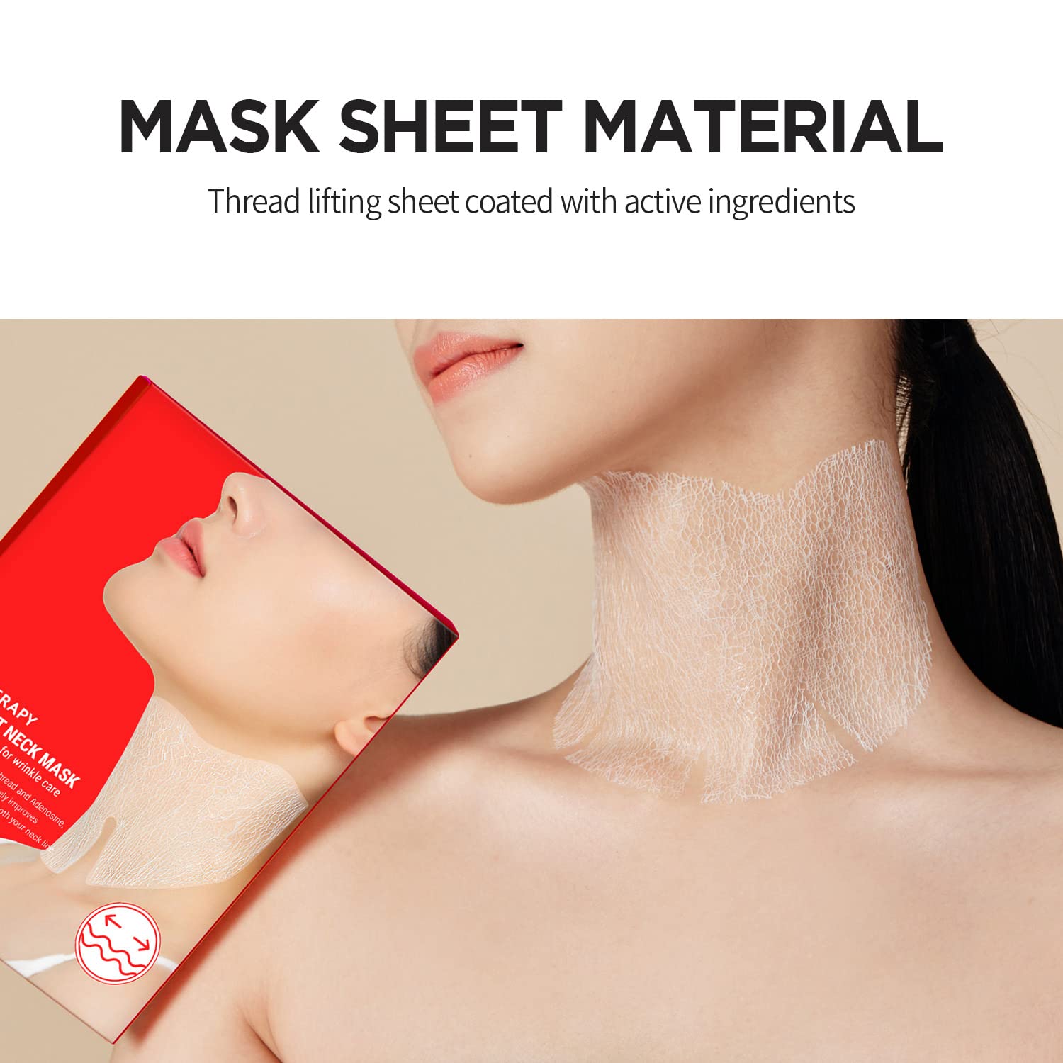 Meditherapy Wrinkle Fit Korean Mesh Sheet Masks For Neck (7Ea), Collagen Mesh Sheet Mask For Neck Care, Hyaluronic Acid Neck Mas