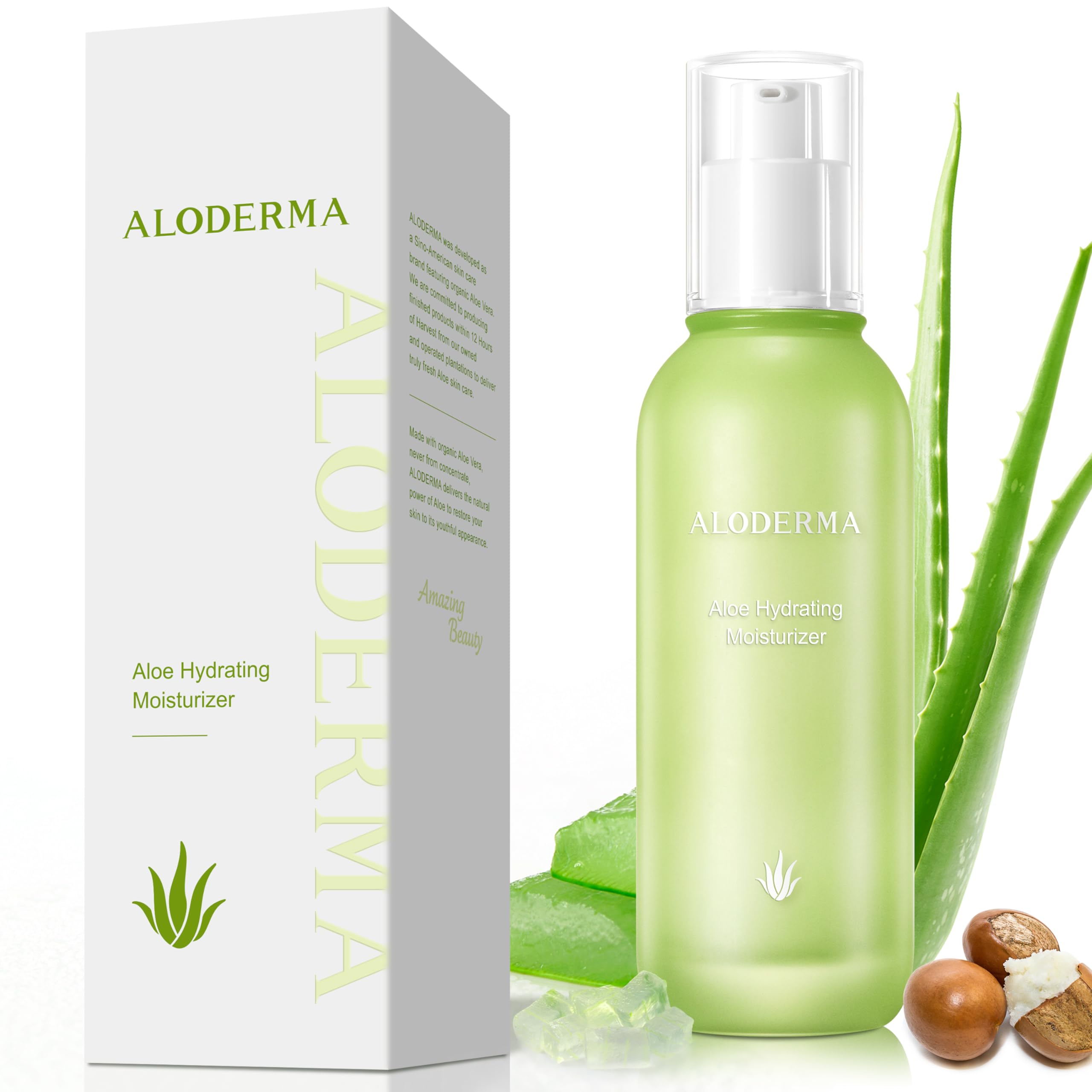 Aloderma 77% Organic Aloe Vera Hydrating Face Moisturizer for Soft and Nourished Skin - Light and Oil-Free Aloe Vera Moisturizer