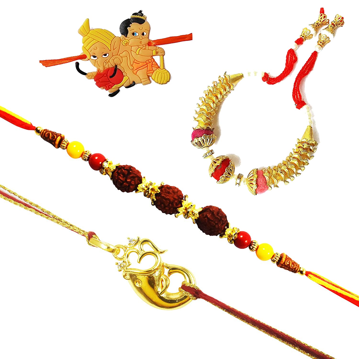 Urvi Creations Set Of 2 Brother Rakhi With Kids & Bhabhi Bangle Chuda Lumba Rakhi For Men Rakshabandhan (Multi)