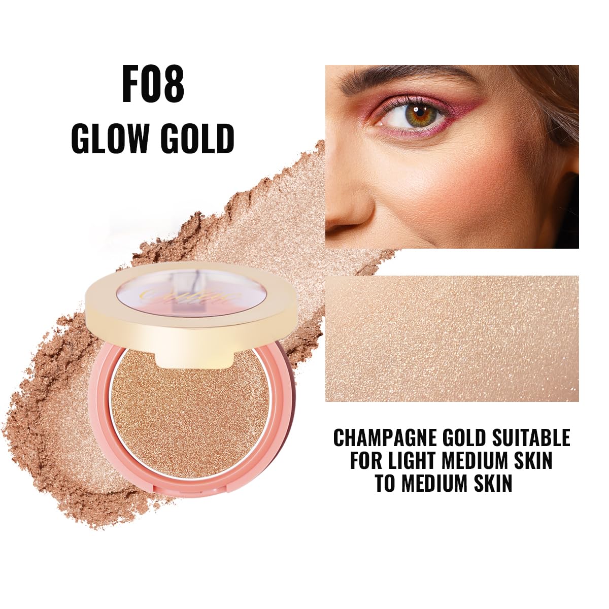 Oulac Shimmery Blush Makeup| 2 in 1 Powdery Cream Blush & Highlighter| Golden Hour Makeup Bronzer Illuminating | Rich Colors &Bl