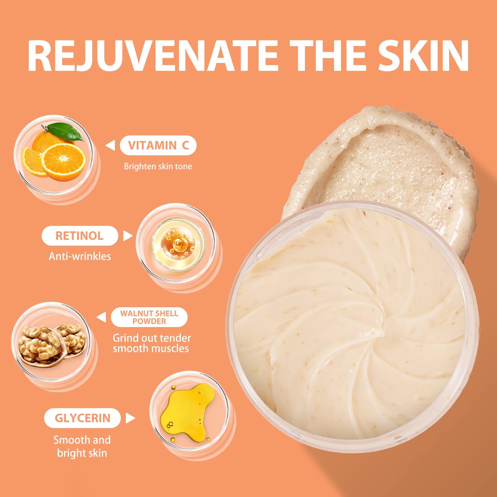 Vitamin C and Retinol Facial Scrub Face Scrub Exfoliating Face Wash Vitamin C Facial Body Scrub Microdermabrasion Facial Scrub F