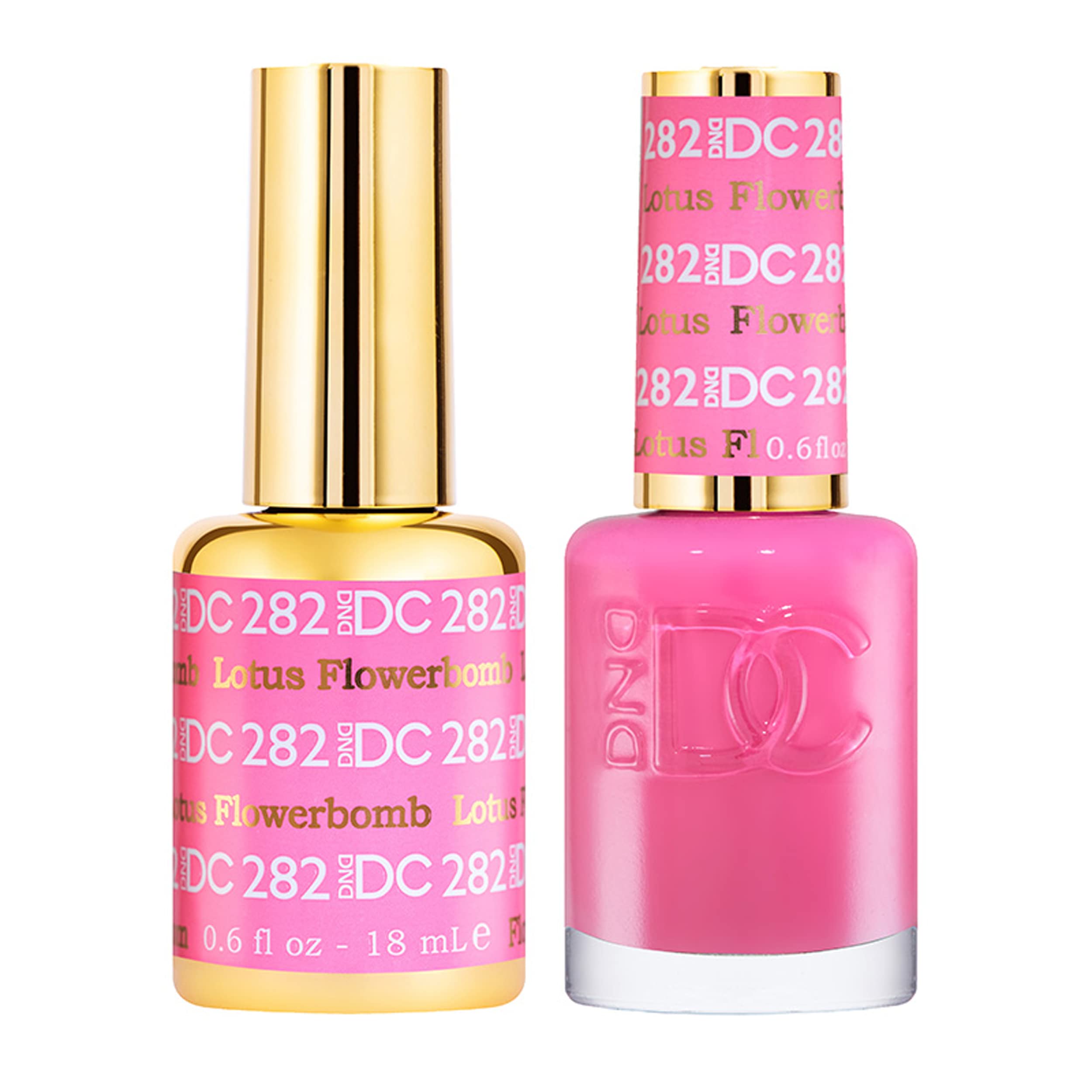 DND DC Gel Polish Set, Pink Collection, UV/LED Gel Polish and Air Dry Nail Lacquer, Matching Chip-Free Polish Duo, 282 Lotus Flo