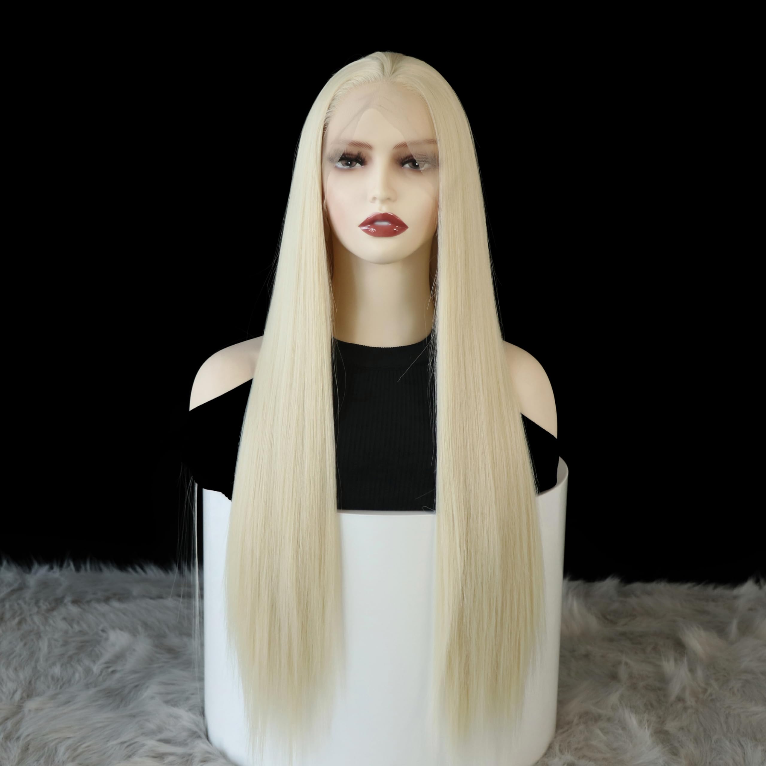 Wxhwcx #613 Blonde Synthetic Lace Front Wig Straight Free Part Heat Resistant Fiber Hair Glueless Lace Wigs For Women Natural Ha