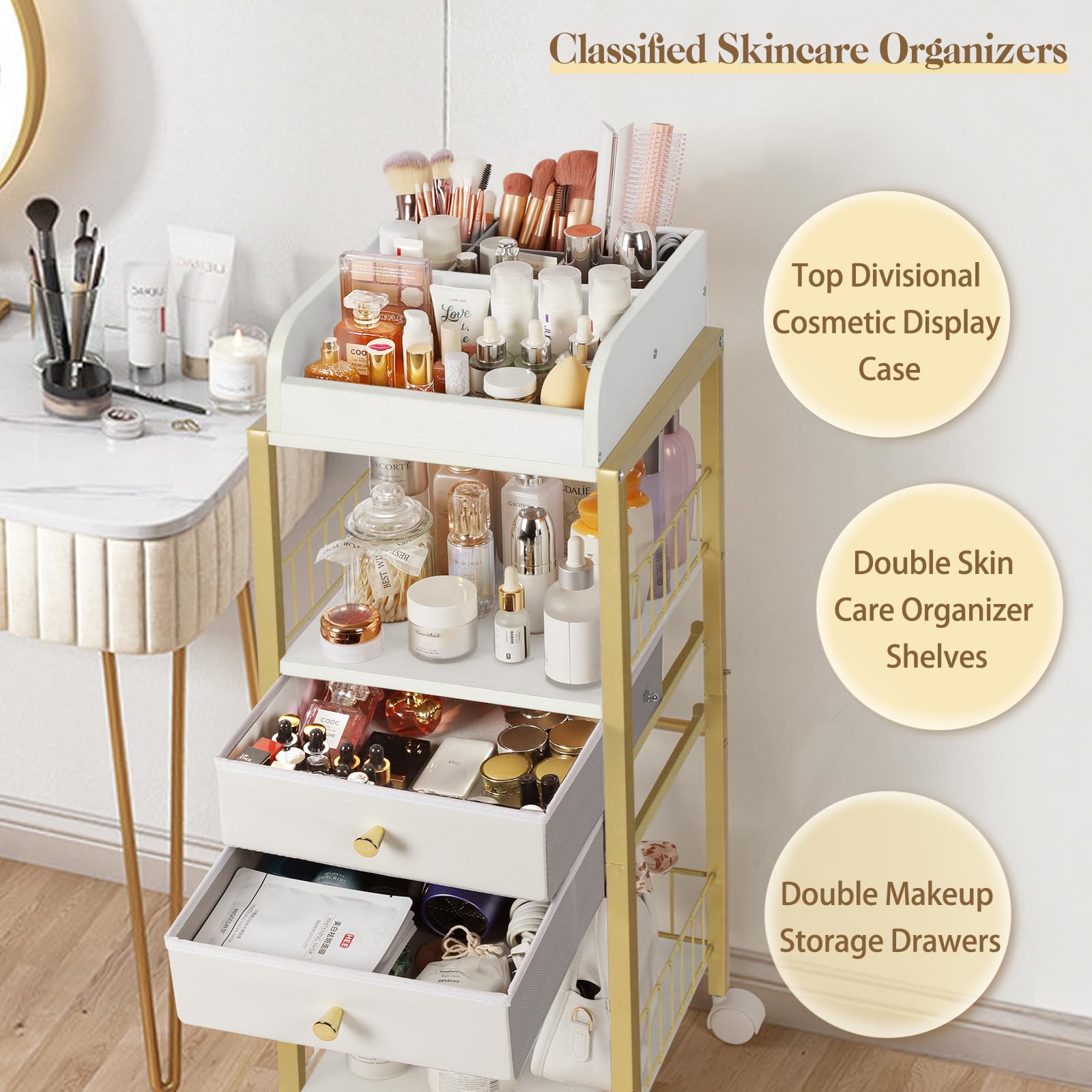 Makeup Organizer, Floor Skincare Organizers Make Up Organizers And Storage With Drawers, Vanity Organizer Cosmetics Display Case
