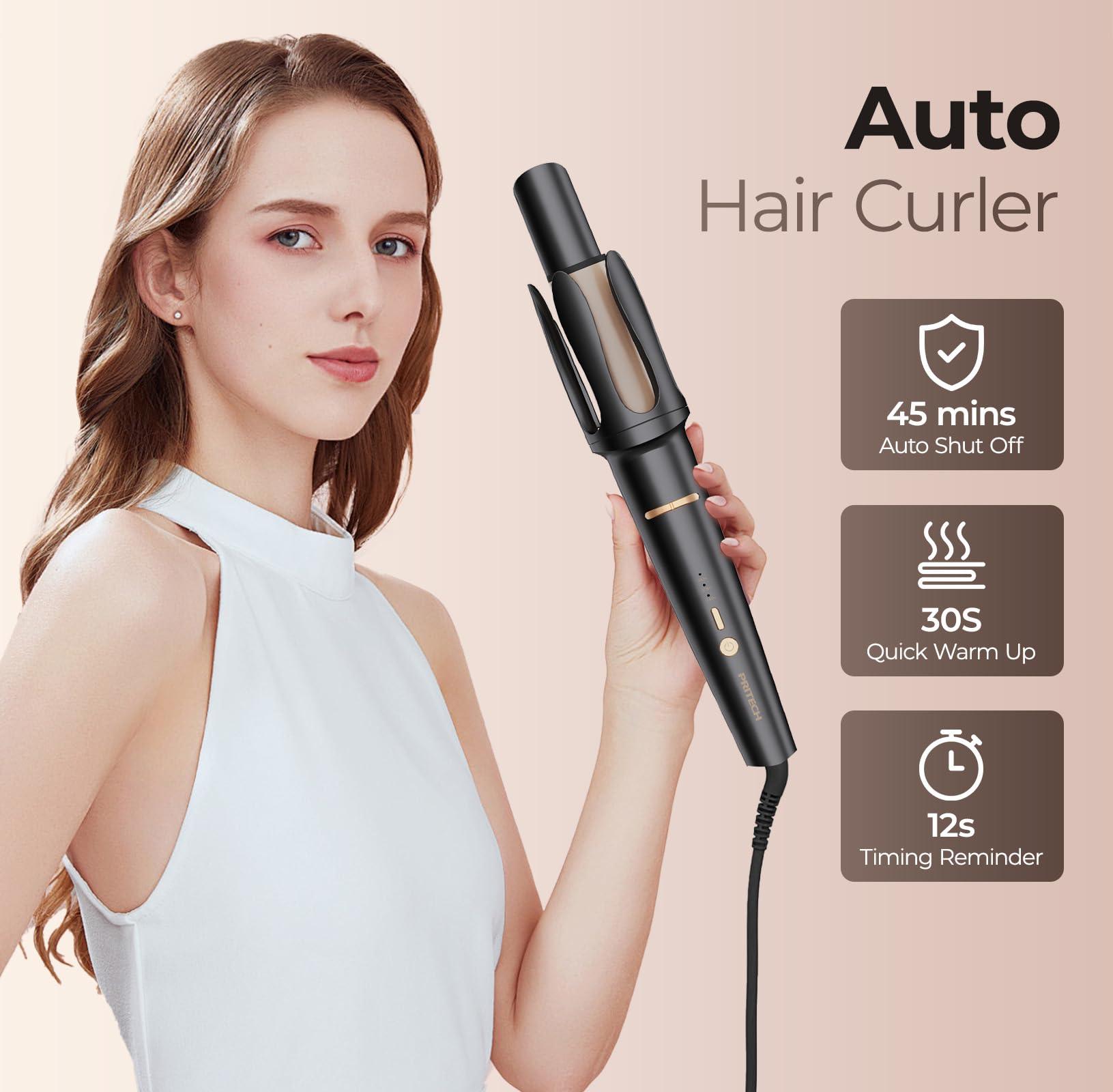 Automatic Curling Iron 1 1/4 Inch, Rotating Ionic Hair Curler Wand With 3 Temperatures, Anti-Scald, Auto Shut-Off Spin Iron For