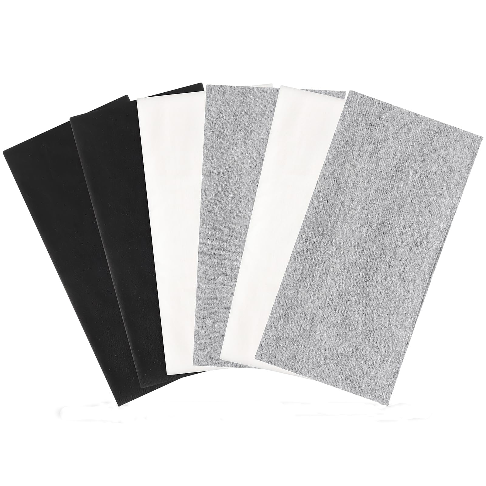 6 Pack Wide Headbands for Women, Cotton Stretchy Headband for Women Non Slip Sports Head Bands for Women's Hair (Black, White, G