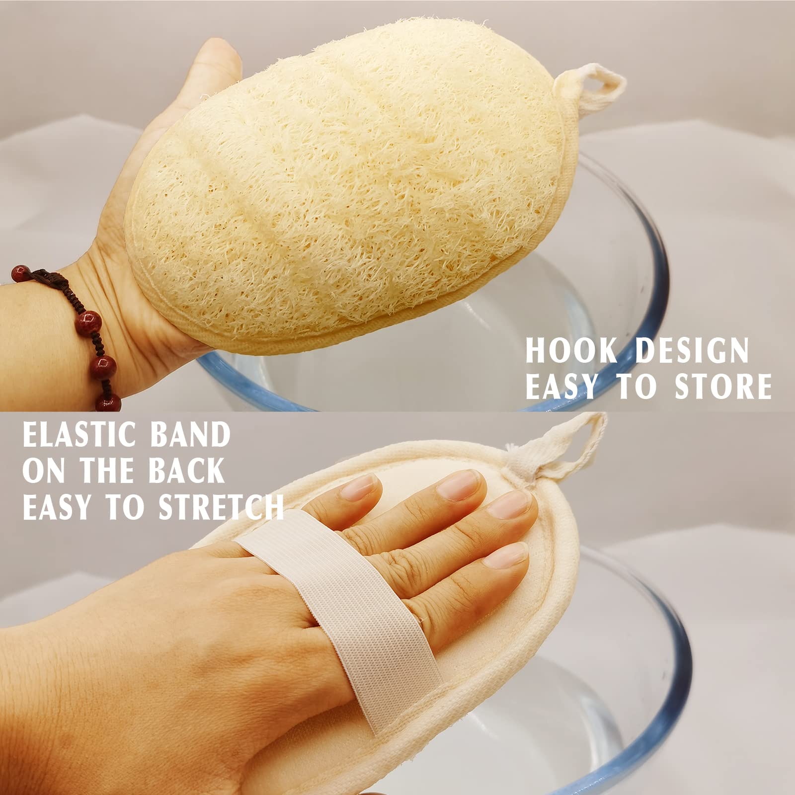 Natural Loofah Sponge Exfoliating(4 Packs),Made With Eco-Friendly And Biodegradable Shower Luffa Sponge, Loofah For Women And Me