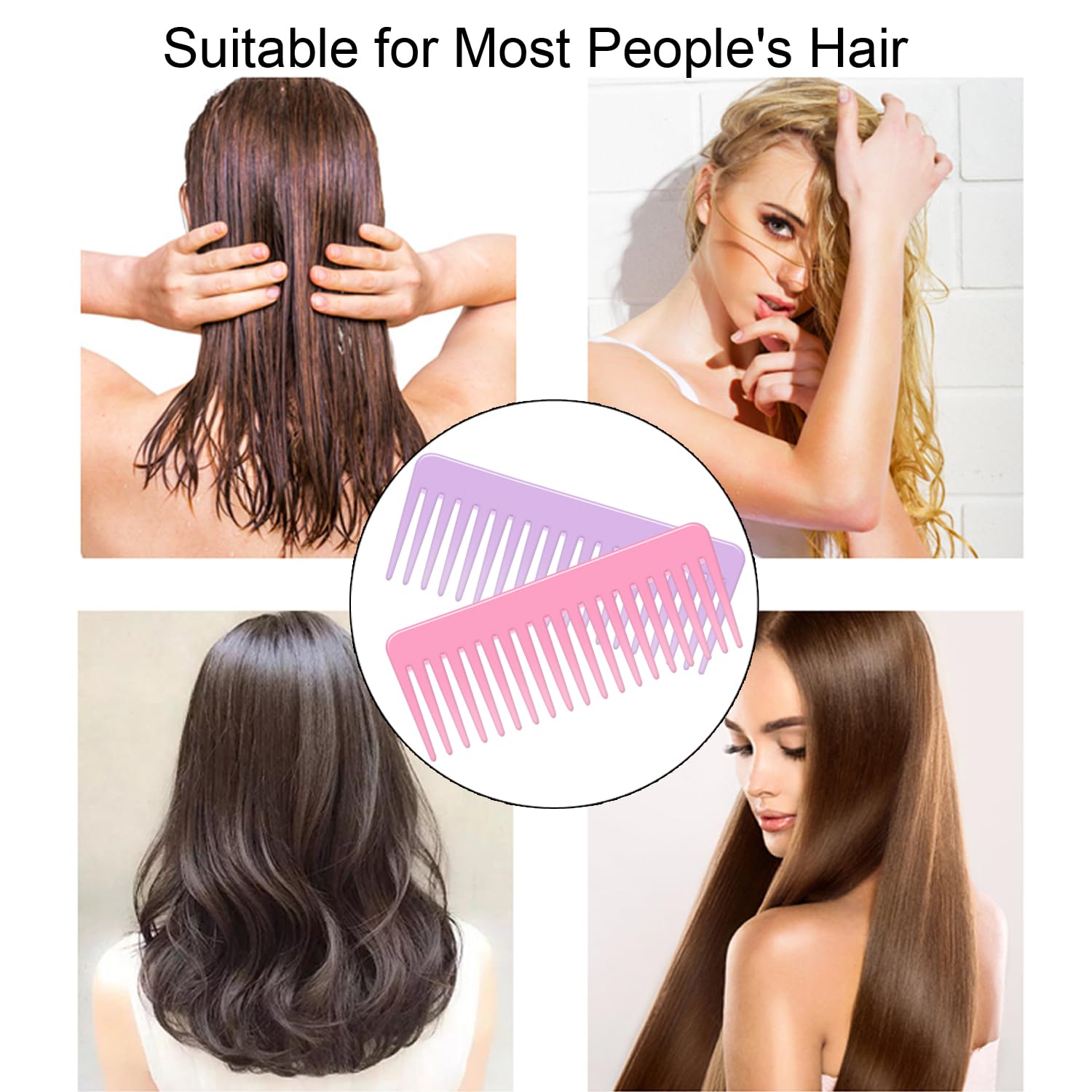 Wide Tooth Comb And Large Hair Detangling Comb For Long Hair, Curly Hair, Wet Hair, No Handle Detangler Comb Styling Shampoo Com
