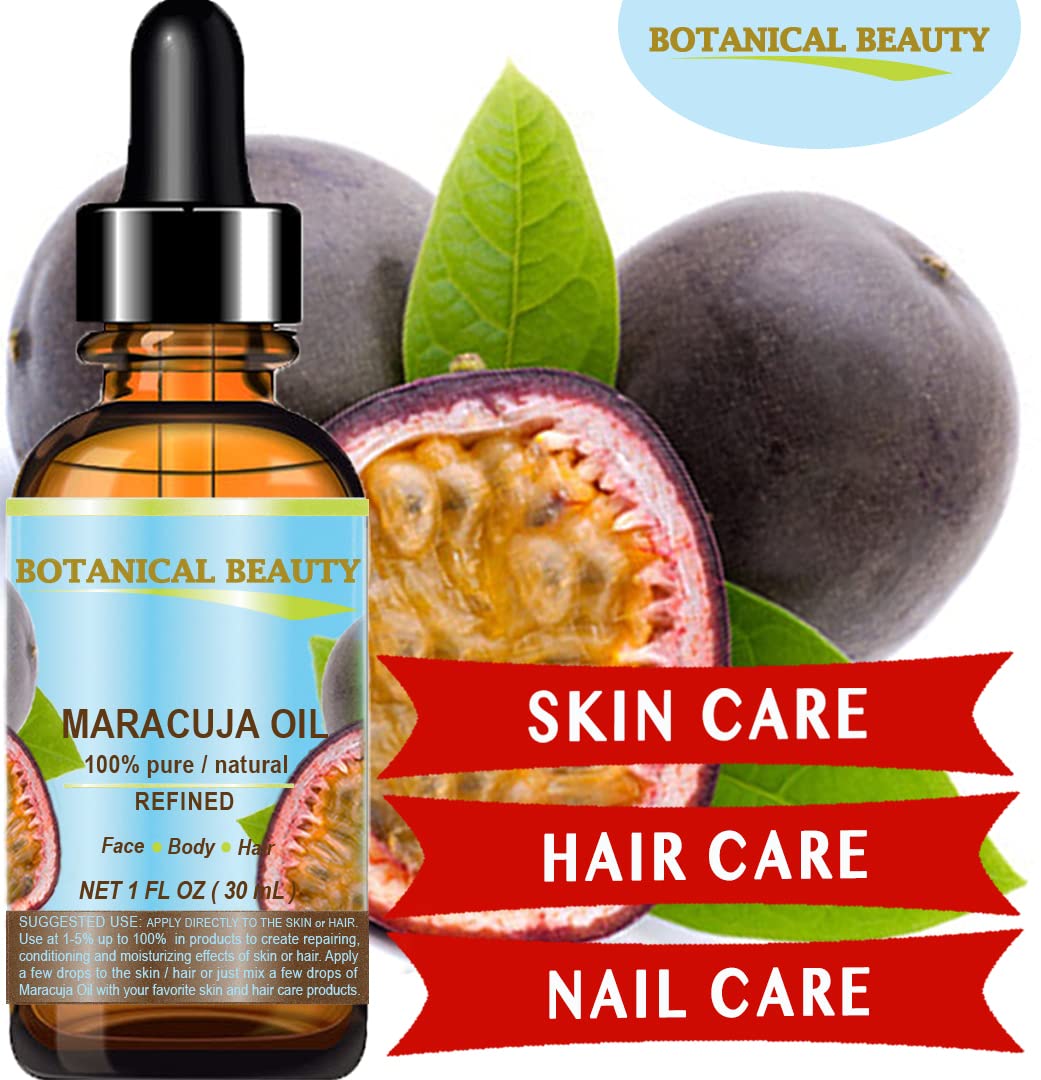 Botanical Beauty MARACUJA OIL 100% Pure Natural Cold Pressed Undiluted for Face, Skin, Hair, Body, Lip, Nails 4 Fl.oz.- 120 ml R
