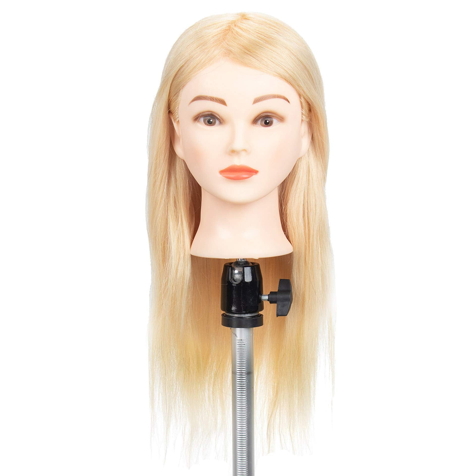 Gex 100% Human Hair Mannequin Head Blonde Training Practice Head For Styling Dying Cutting 613#Blonde (18   )