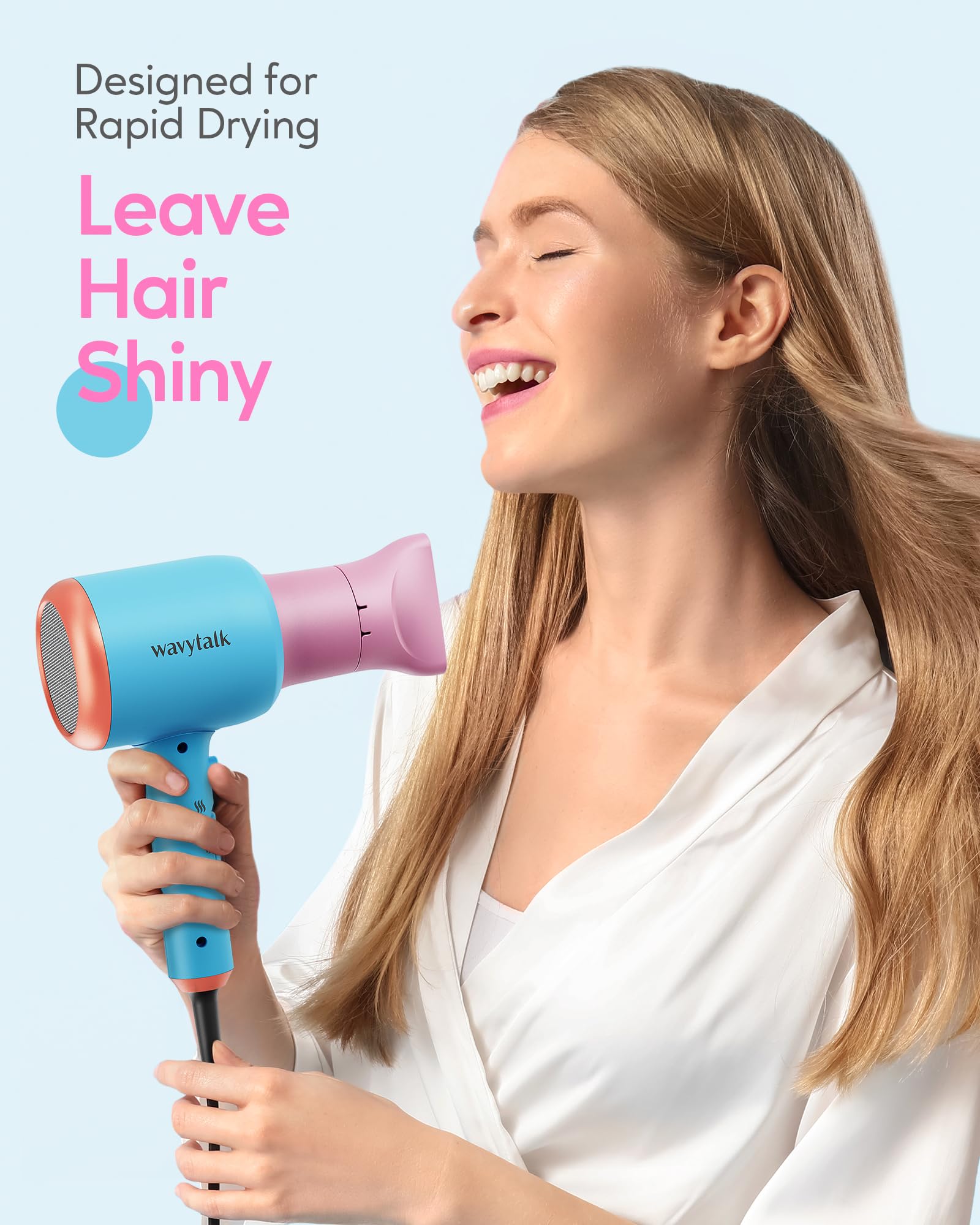 Wavytalk Hair Dryer Blow Dryer With Diffuser Nozzle Comb And Concentrator Negative Ions Fast Drying Light And Quiet With Ceramic