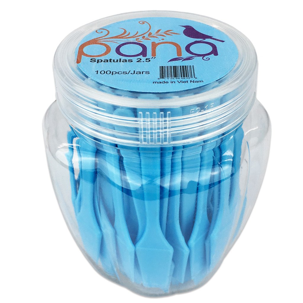 Pana Brand Cosmetic Make Up Disposable Plastic 2.5Inch Spatulas Skin Care Facial Cream Mask Spatula (100 Pieces In A Container)