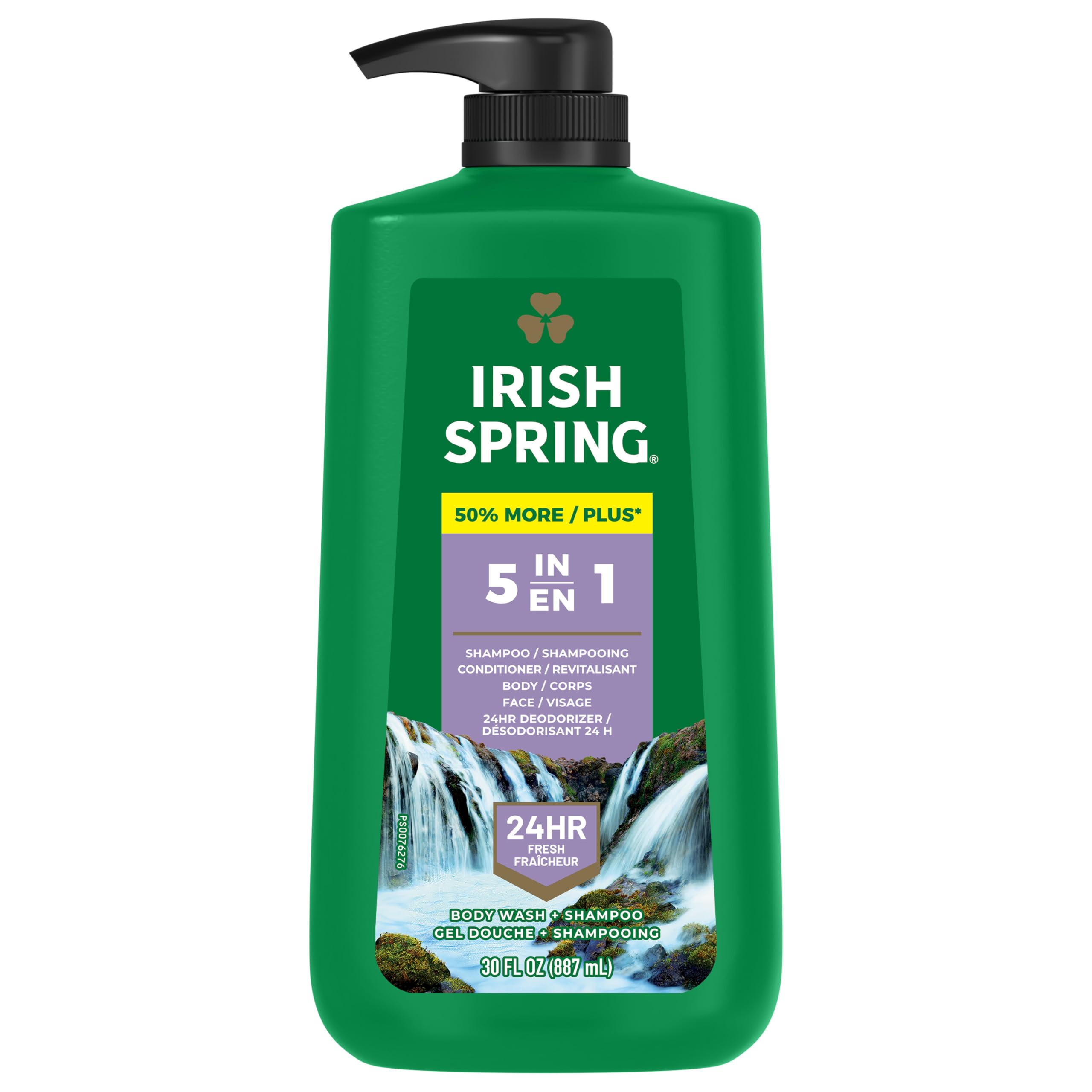 Irish Spring 5 in 1 Body Wash for Men, Men's Body Wash, Smell Fresh and Clean for 24 Hours, Conditions and Cleans Body, Face, an