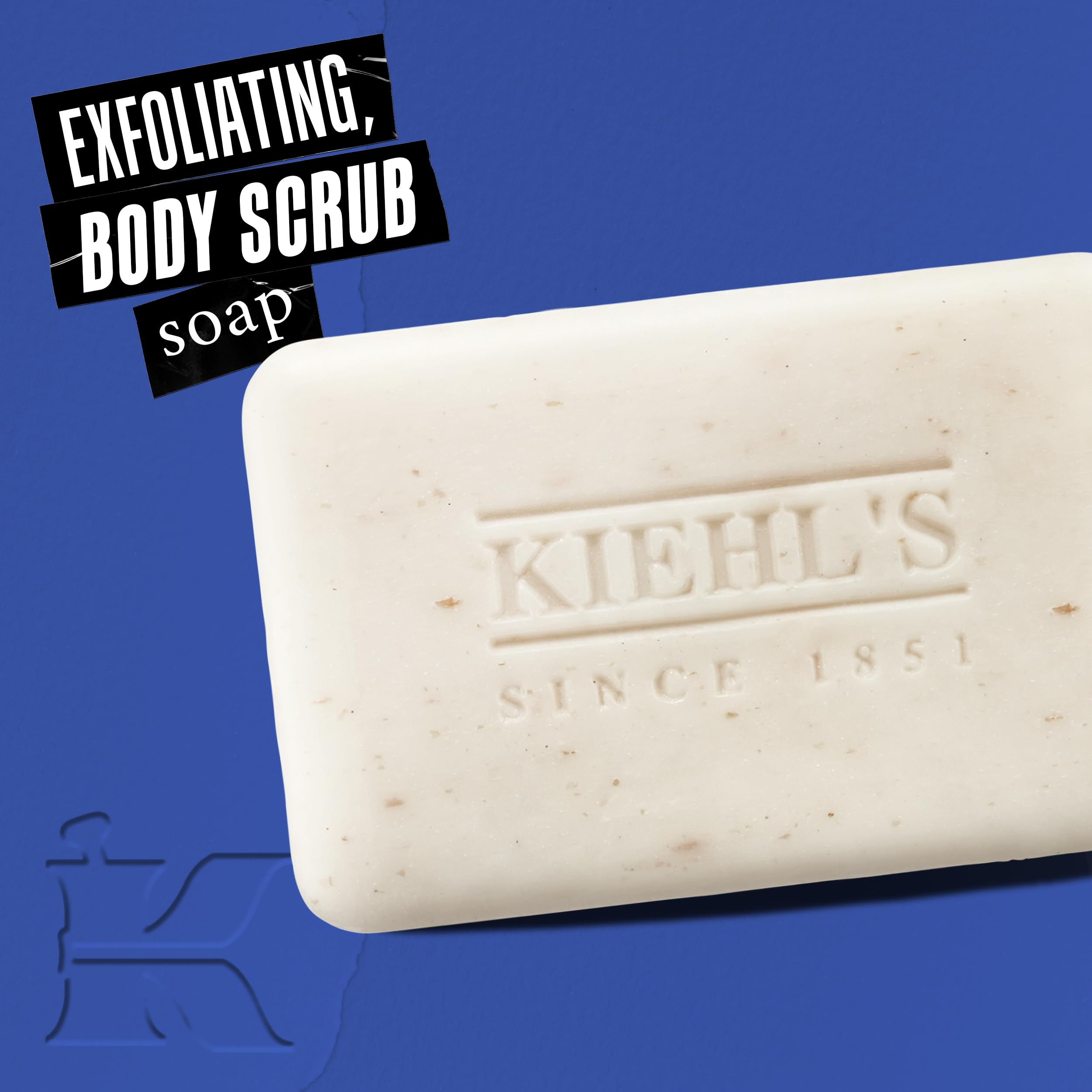 Kiehl's Ultimate Man Body Scrub Exfoliating Bar Soap, Energizing Body Wash for Mens Skin, Cleanses & Exfoliates Dirt and Oil, wi