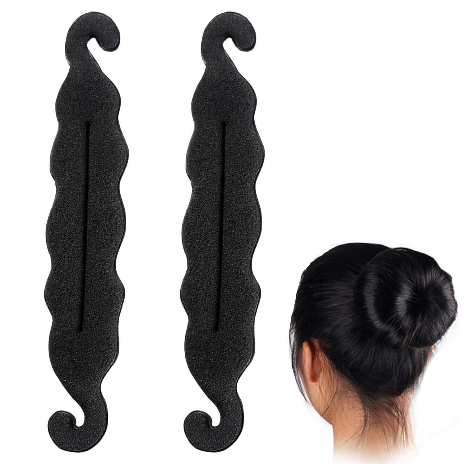 Temperia (2Pcs) Hair Bun & Puff Maker For Women & Girls - Hairstyle Accessories For Buns, Juda, French Twists & Updos - Modern B