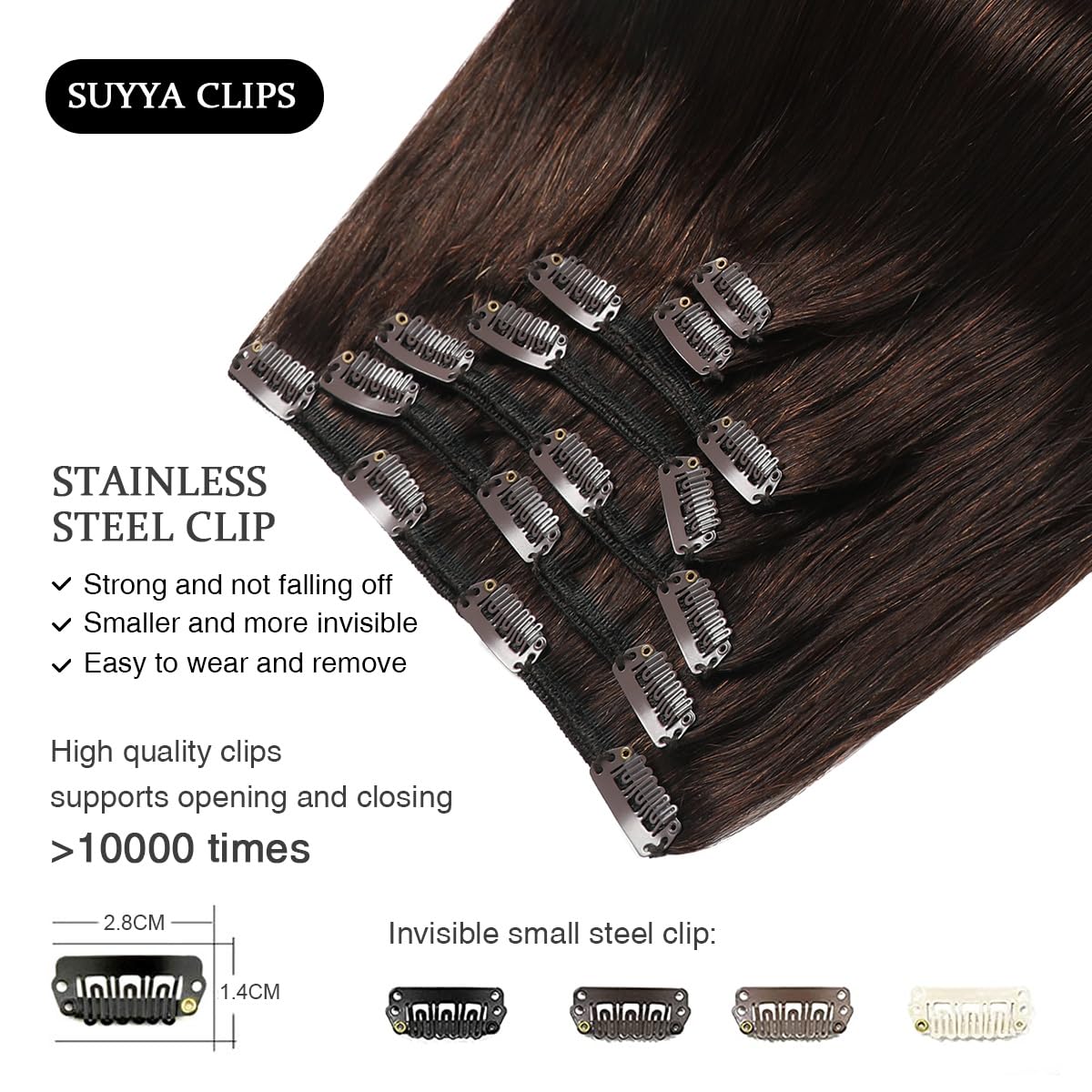 Suyya Clip In Hair Extensions Real Human Hair,Hair Extensions Clip Ins Straight Human Hair Clip Ins Double Weft Human Hair Exten