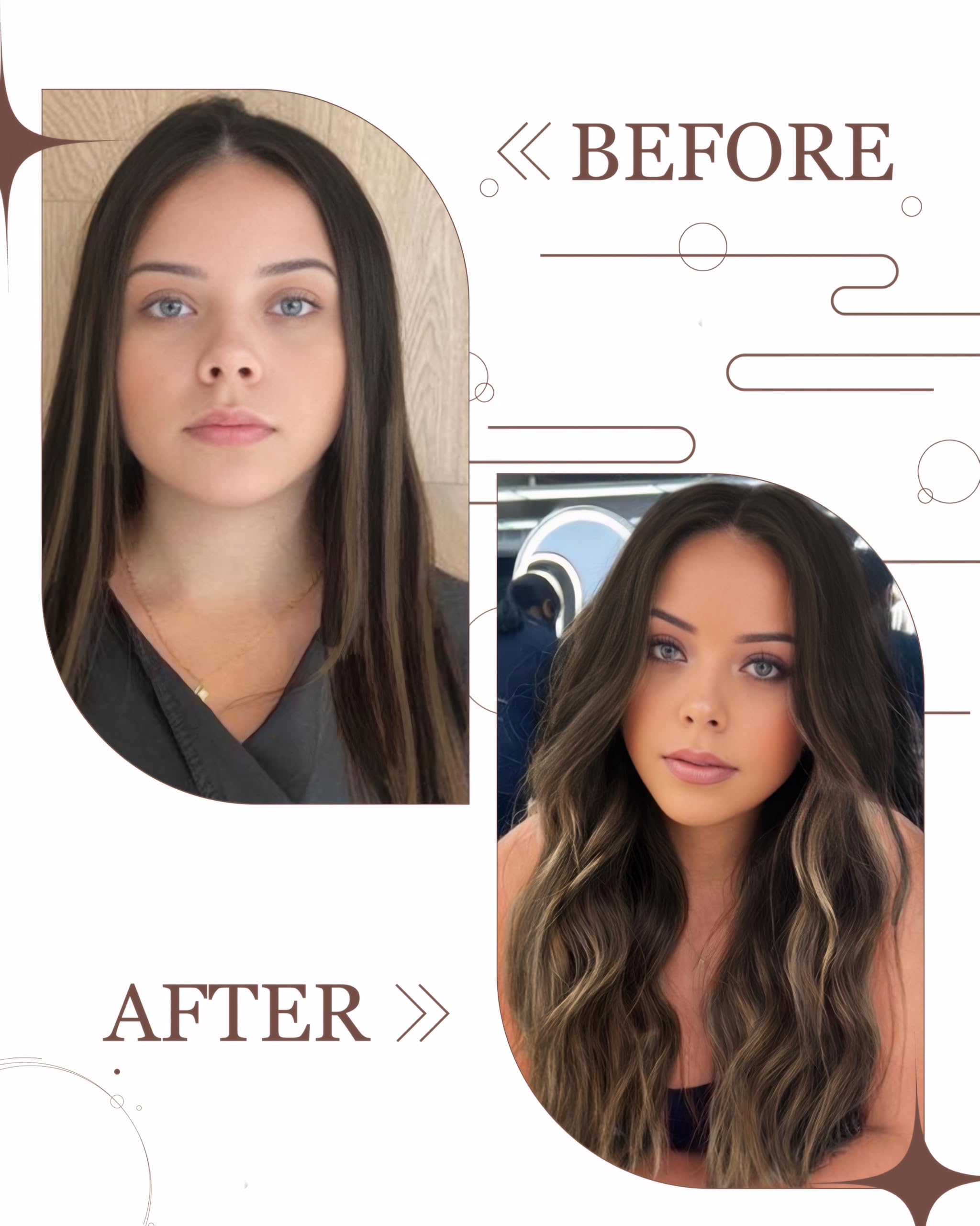 Hetto Balayage Brown Clip in Extensions Human Hair #4 Dark Brown to #27 Honey Blonde and #4 Chocolate Brown Clip in Human Hair 1
