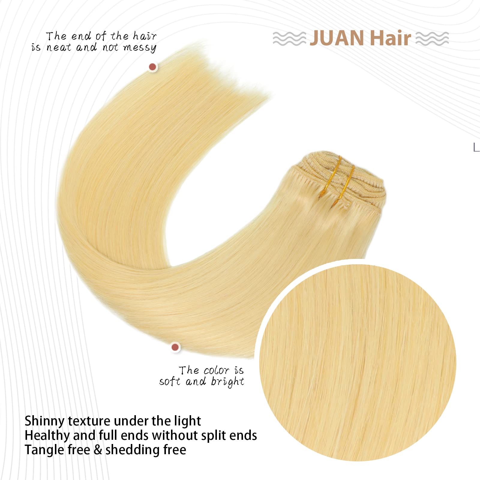Aison Bleach Blonde Clip in Hair Extensions 70G 100% Remy Human Hair Clip ins Hair Extensions Real Human Hair 7pcs 16clips One P
