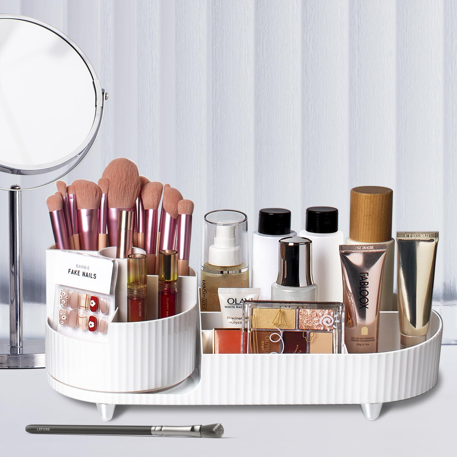 Rotating makeup organizer,Large Capacity Cosmetic Display Case, easy to hold all of your makeup products, at least 20 makeup bru
