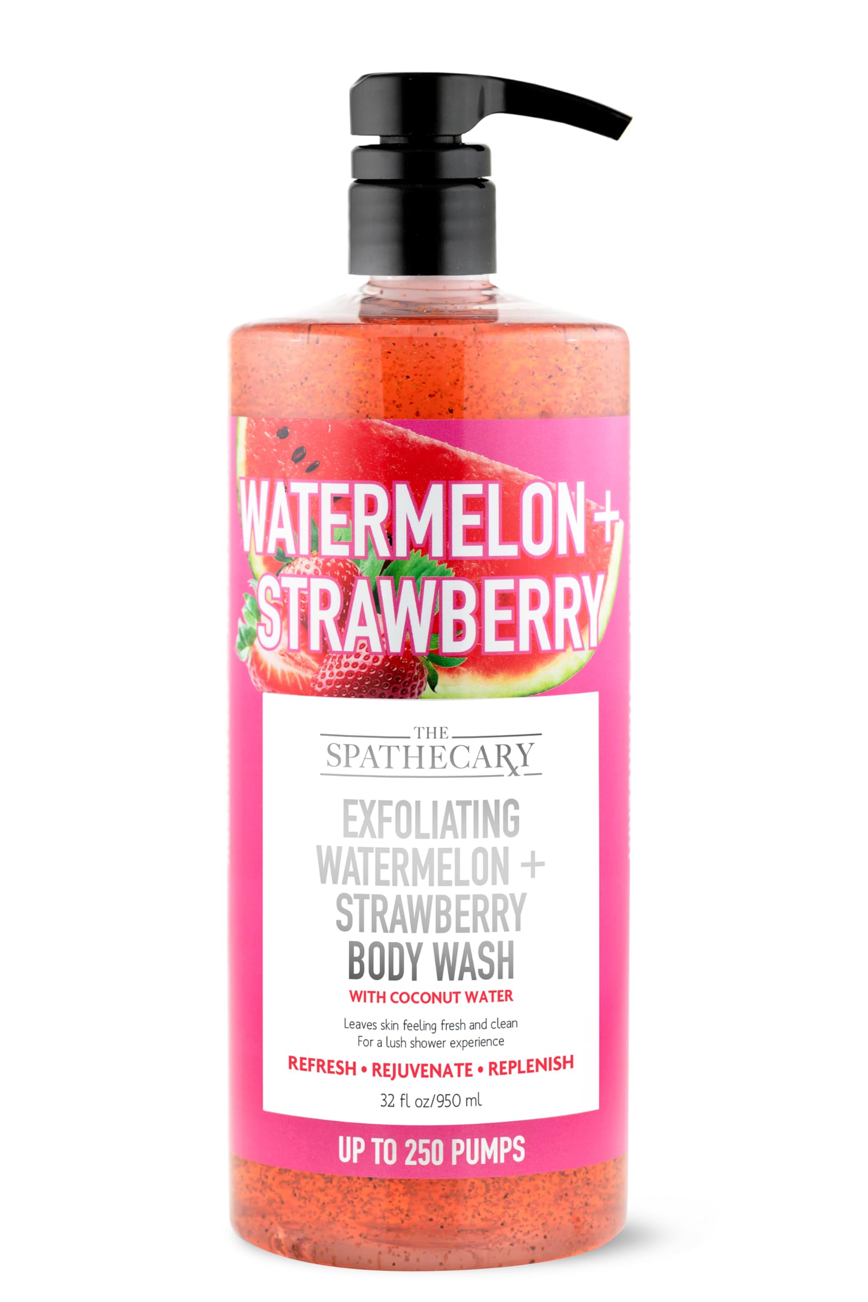 The Spathecary Exfoliating Watermelon + Strawberry Body Wash with Coconut, Body Scrub to Refresh, Rejuvente, Replenish Skin, Nou