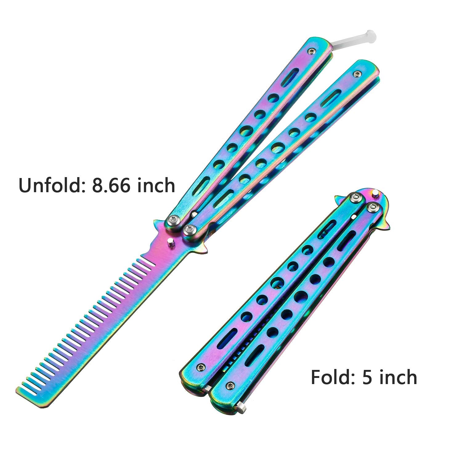 2 Pieces Combs Stainless Steel Folding Practice Combs Hair Styling Tools For Sport Outdoor Use (Colorful)