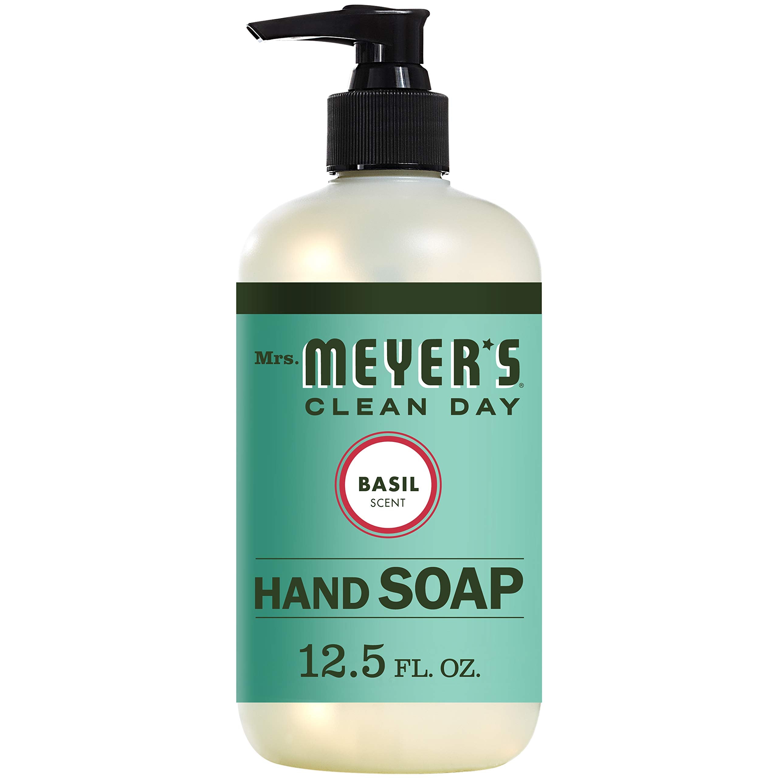 MRS. MEYERS CLEANDAY Hand Soap, Made with Essential Oils, Biodegradable Formula, Basil, 12.5 Fl. Oz