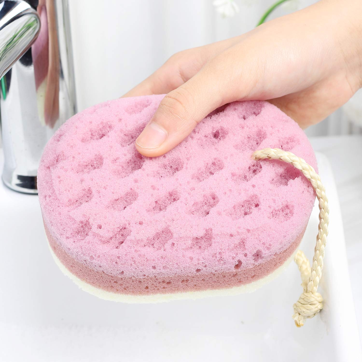 Kecuco 3 Pcs Bath Sponge For Women, Men, Adults, Kids. Sponge Loofah Body Scrubber Shower Sponge For Body Wash Bathroom, Body Sp
