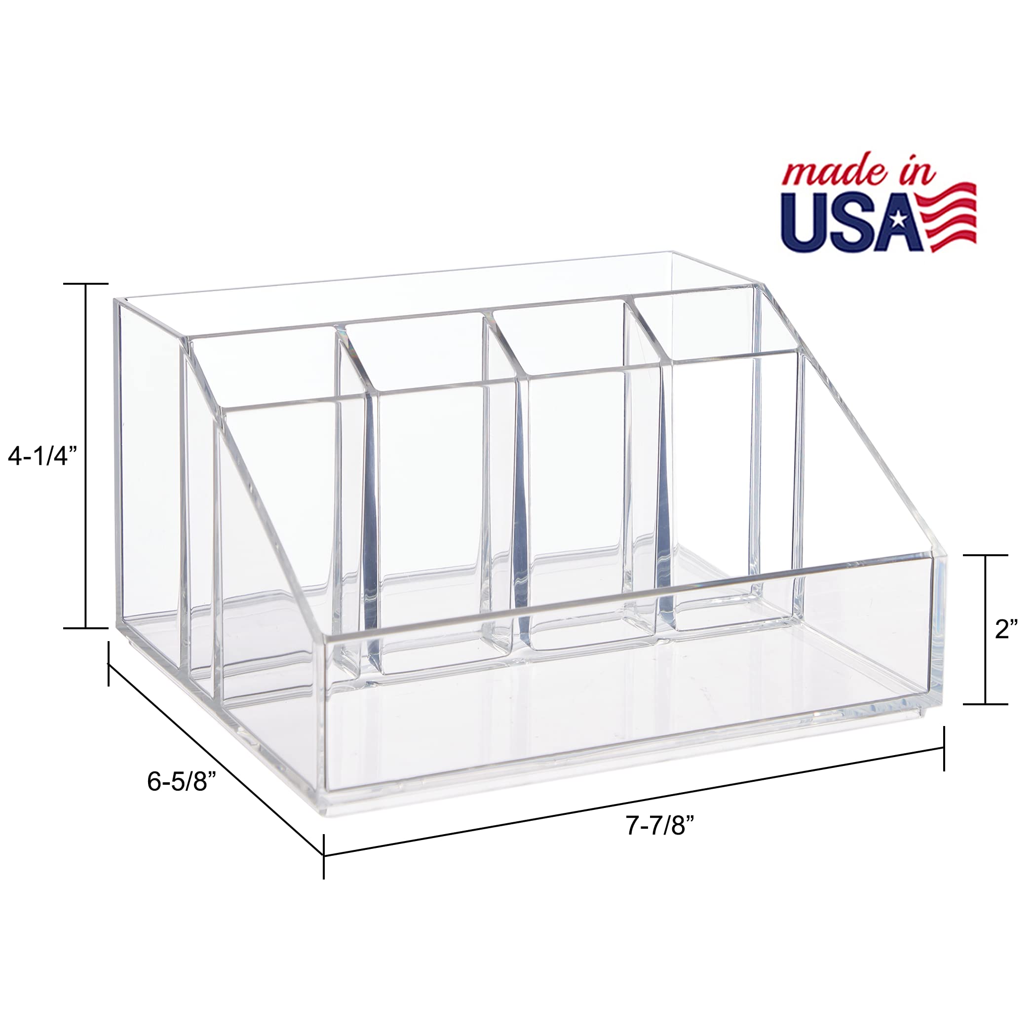 Stori Chloe Clear Plastic Stackable Vanity Makeup Organizer | Rectangular 6-Compartment Holder For Cosmetics, Brushes, Eyeshadow