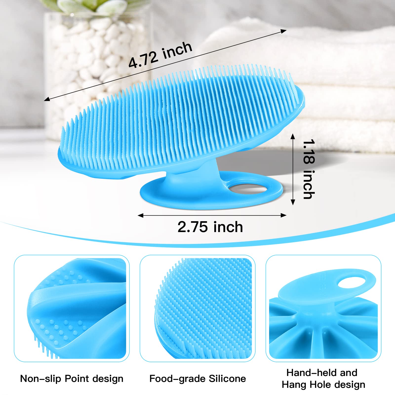 Innerneed Food-Grade Soft Silicone Body Cleansing Brush Shower Scrubber, Gentle Exfoliating And Massage For All Kinds Of Skin (B