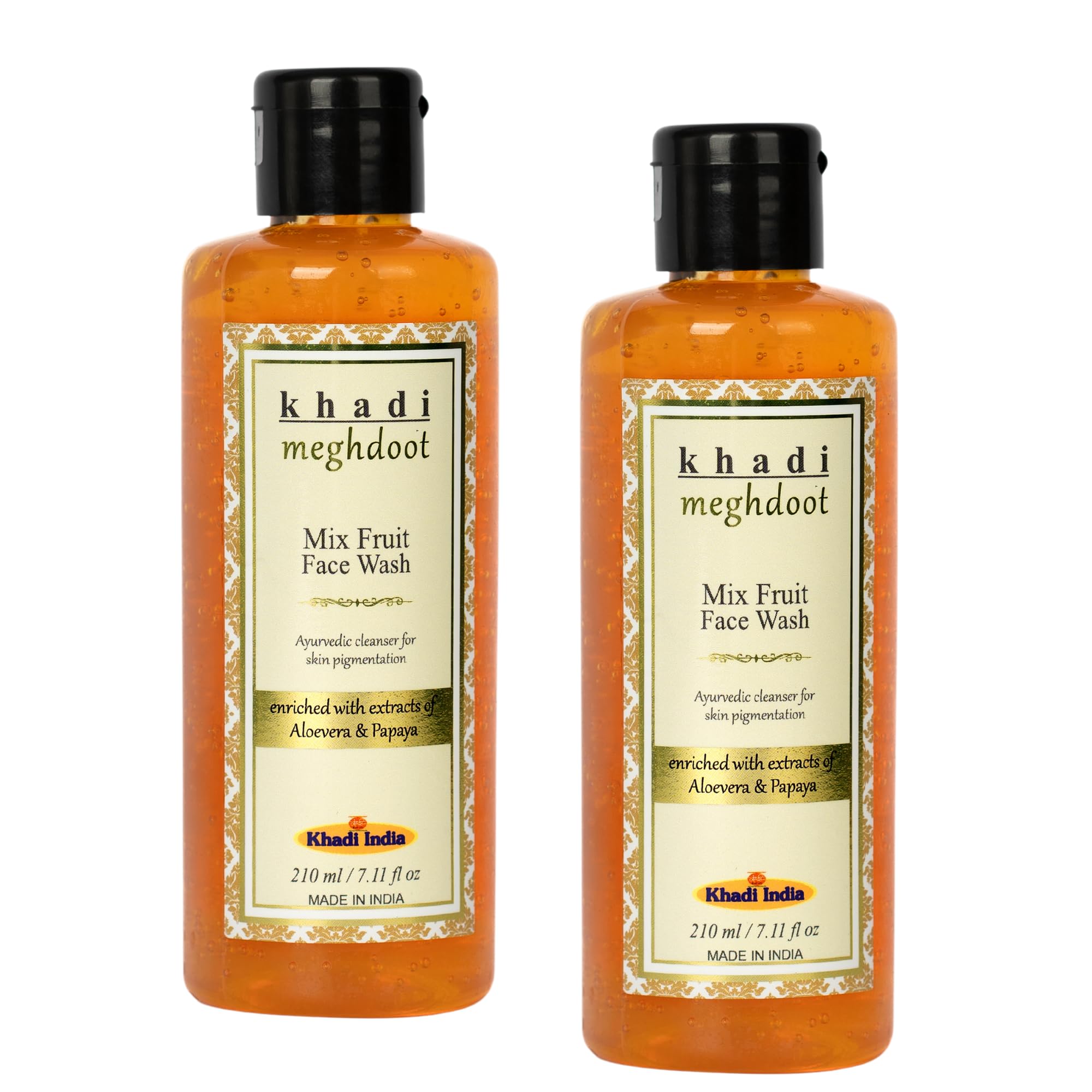Meghdoot Khadi Mix Fruit Face Wash 210Ml (Pack Of 2)