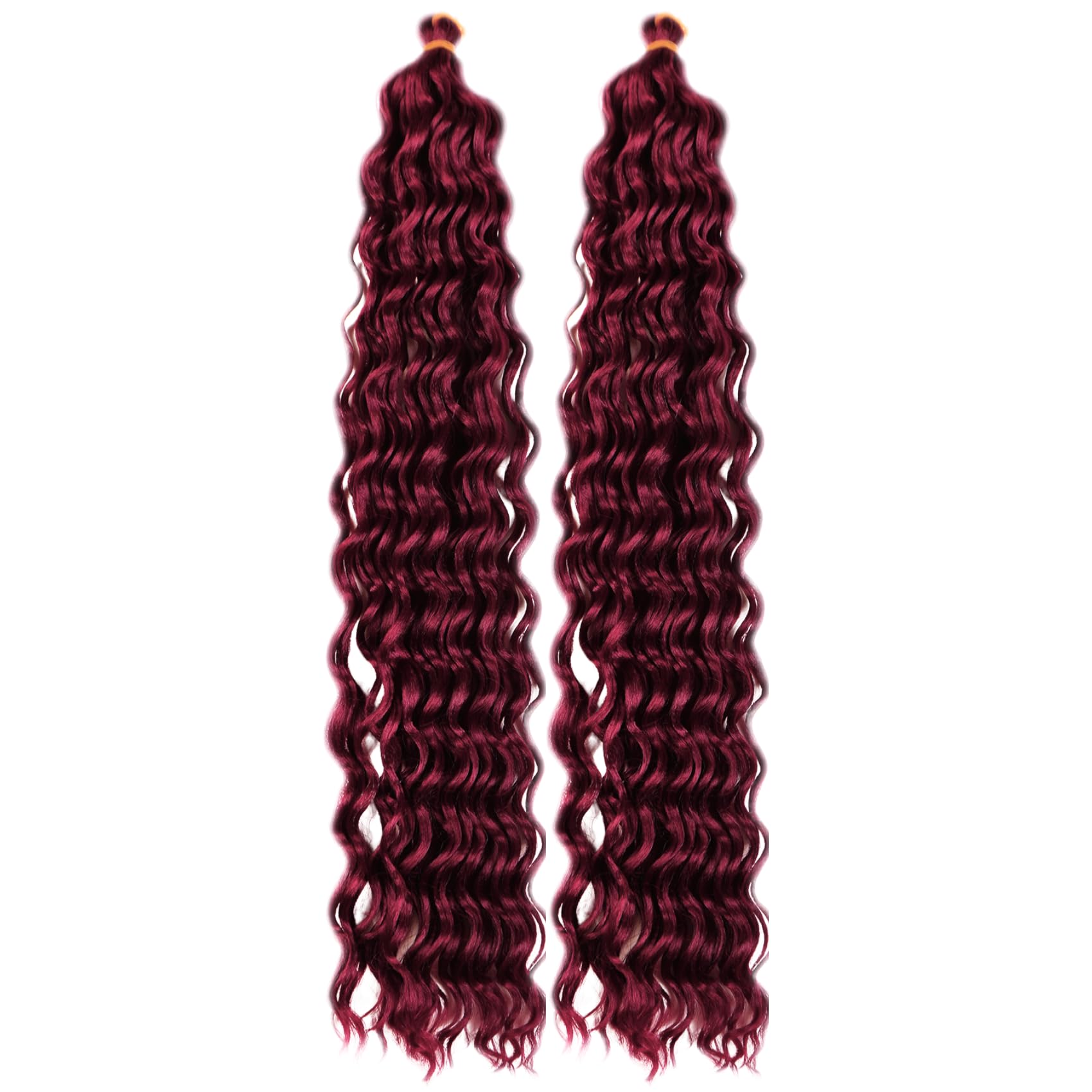 Dark Red Curly Braiding Hair Deep Wave Curly Braiding Hair for Boho Braids Crochet Braids Deep Wave 24 inch