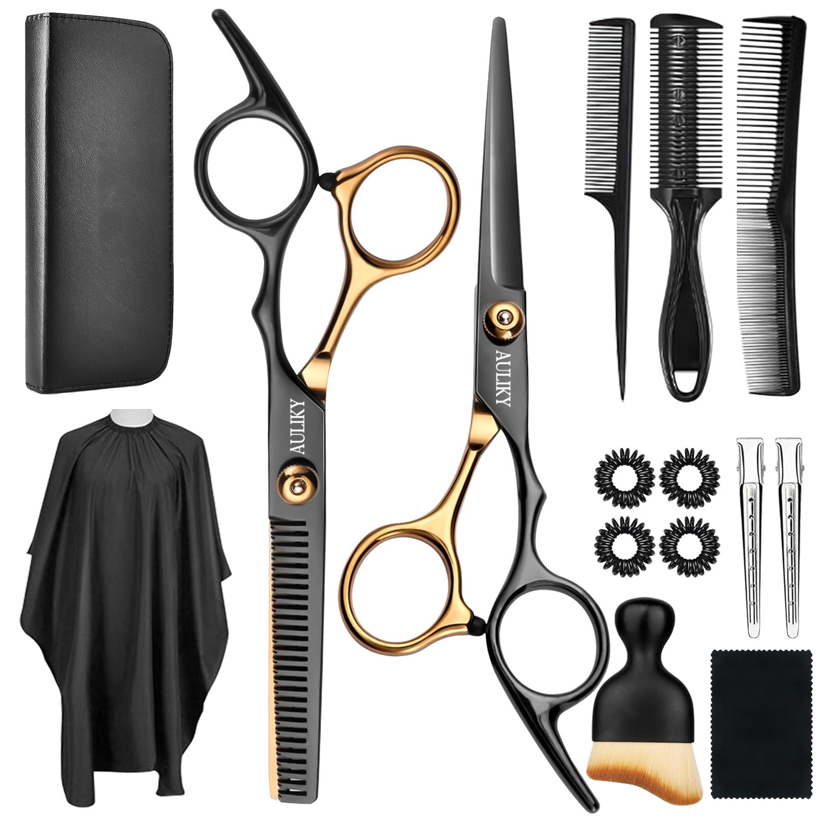 Hair Cutting Scissors Shears Kits, 15 Pcs Professional Hairdressing Scissors Set, Stainless Steel Hairdressing Shears Set Profes