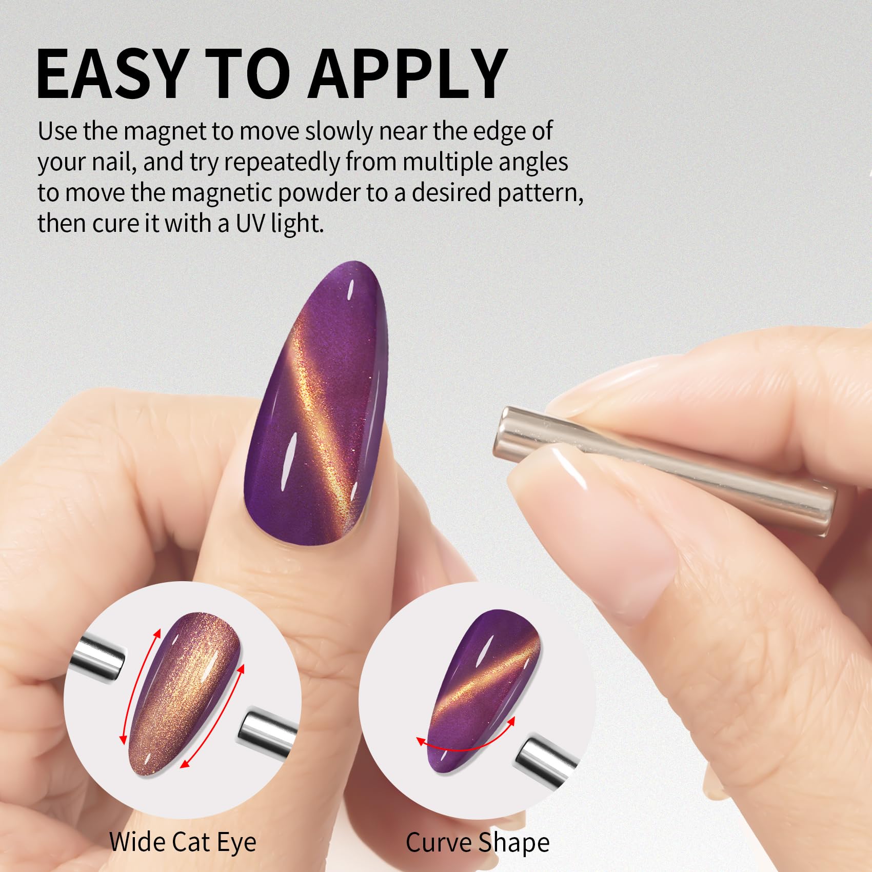 Maychao 15Ml Cat Eye Gel Nail Polish 1Pc Medium Purple Gel Polish With Magnet Soak Off Holographic Magnetic Nail Polish For Nail