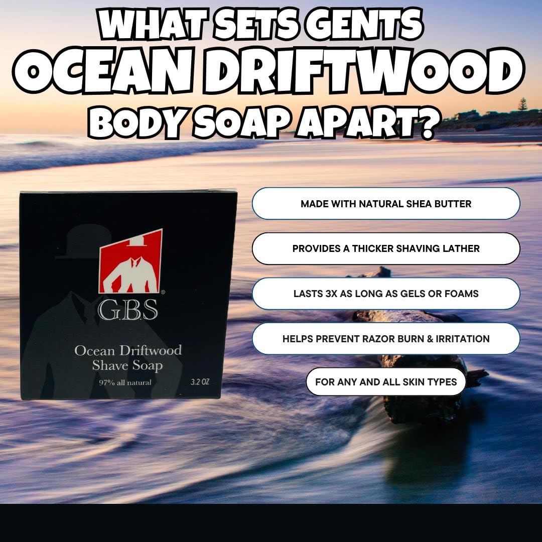 G.B.S 97% All Natural Shave Soap Set For Men, Ocean Driftwood Limited Edition Shaving Soap