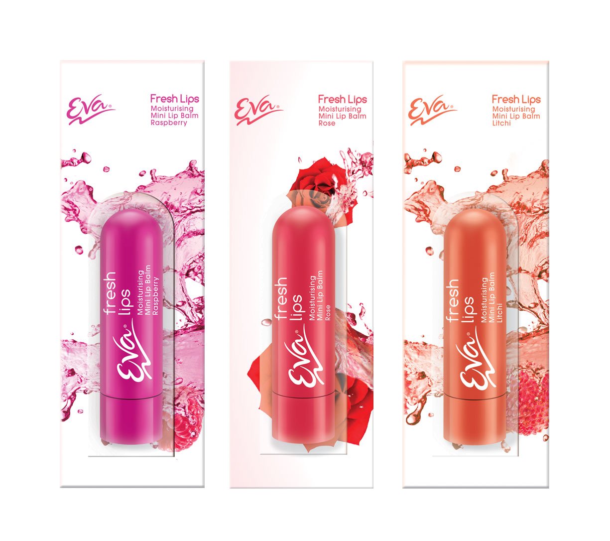 Eva Rose, Raspberry And Litchi Combo Moisturizing Mini Lip Balm  3.6 Gm