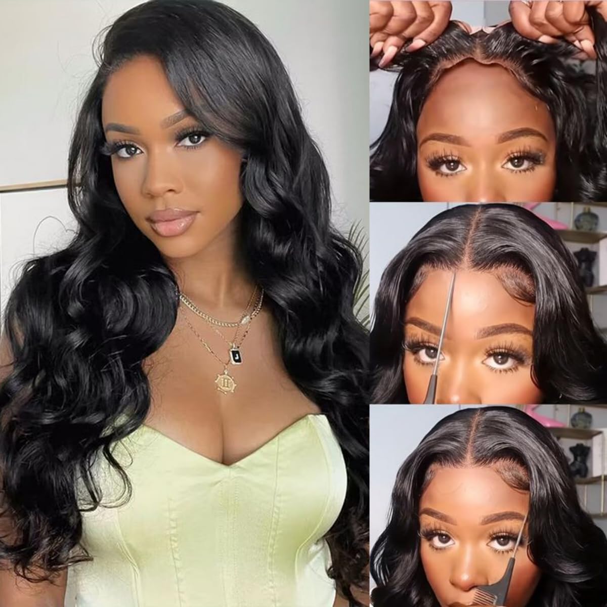 4x4 Wear and Go Glueless Human Hair Wigs Pre Plucked Pre Cut with Baby Hair 24 Inch Body Wave HD Lace Closure Wigs Human Hair 15